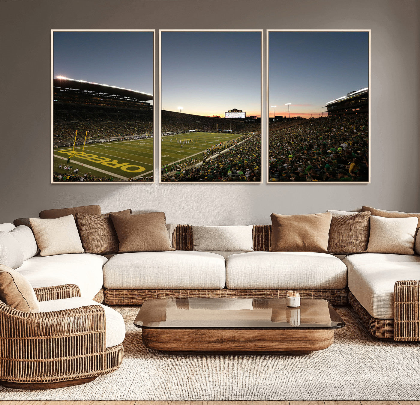 MGV-FC-60X30-3P - Oregon Ducks Football Team Print - Eugene Autzen Stadium Wall Art Canvas Print