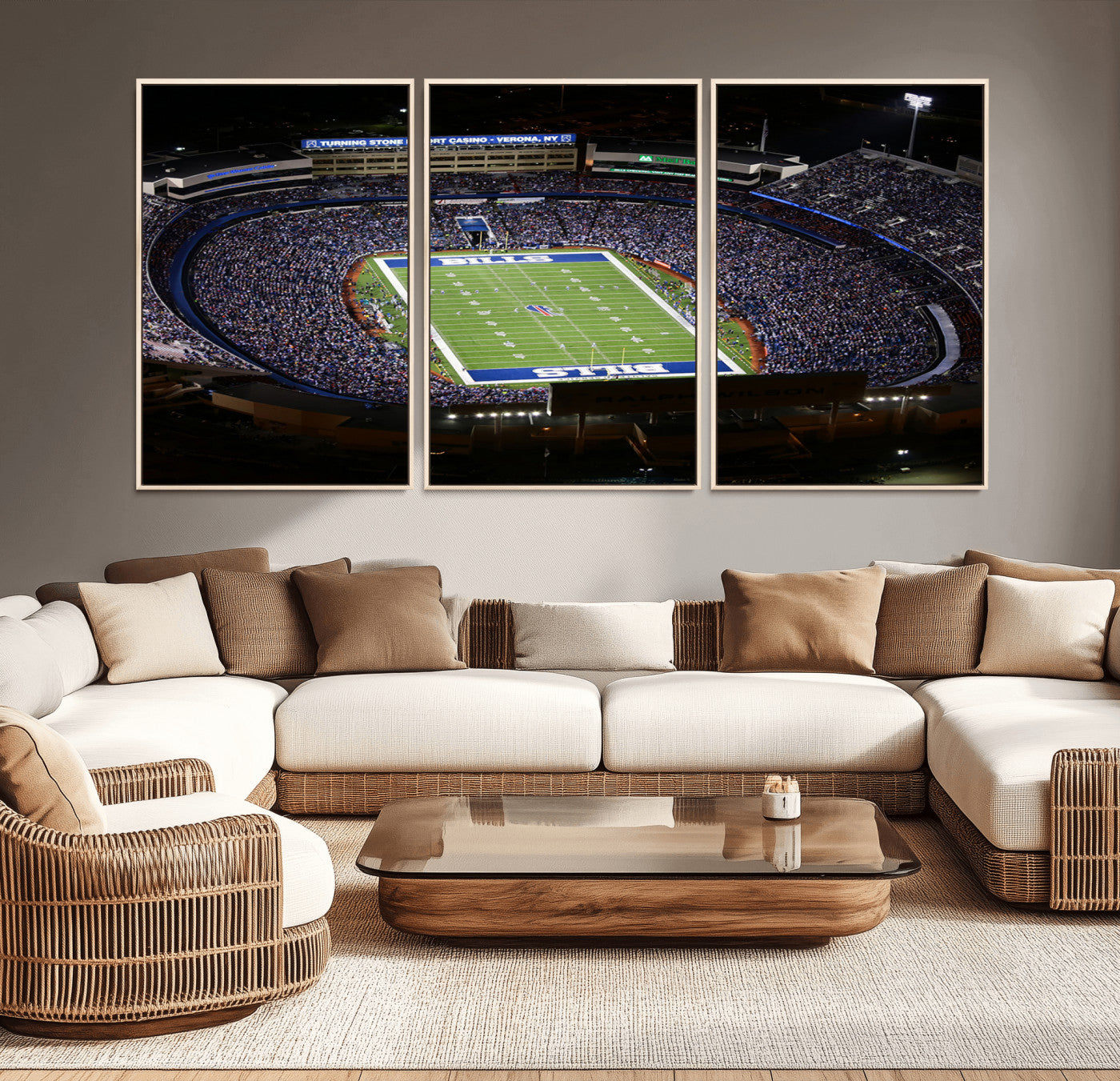 MGV-FC-60X30-3P - Buffalo Bills NFL Football Team Print - Highmark Stadium Wall Art Canvas Print