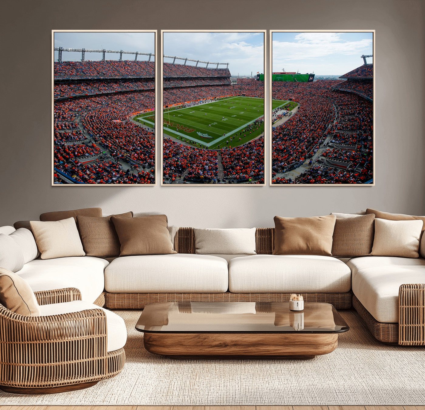 MGV-FC-60X30-3P - Denver Broncos Football Team Print - Empower Field Mile High Stadium Wall Art Canvas Print