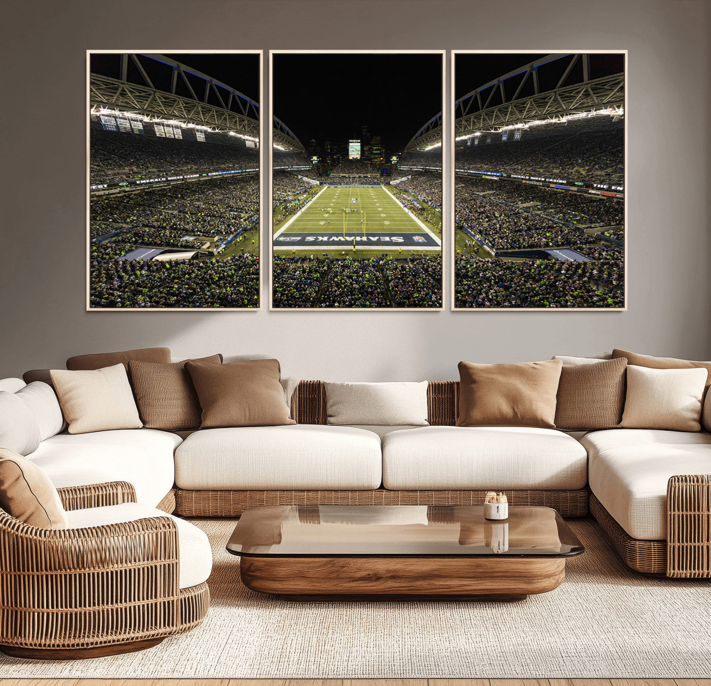 81900-MGV-CV-36X24-Seattle Seahawks Football Team Print Wall Art - Seattle Century Link Field Stadium Wall Art Canvas