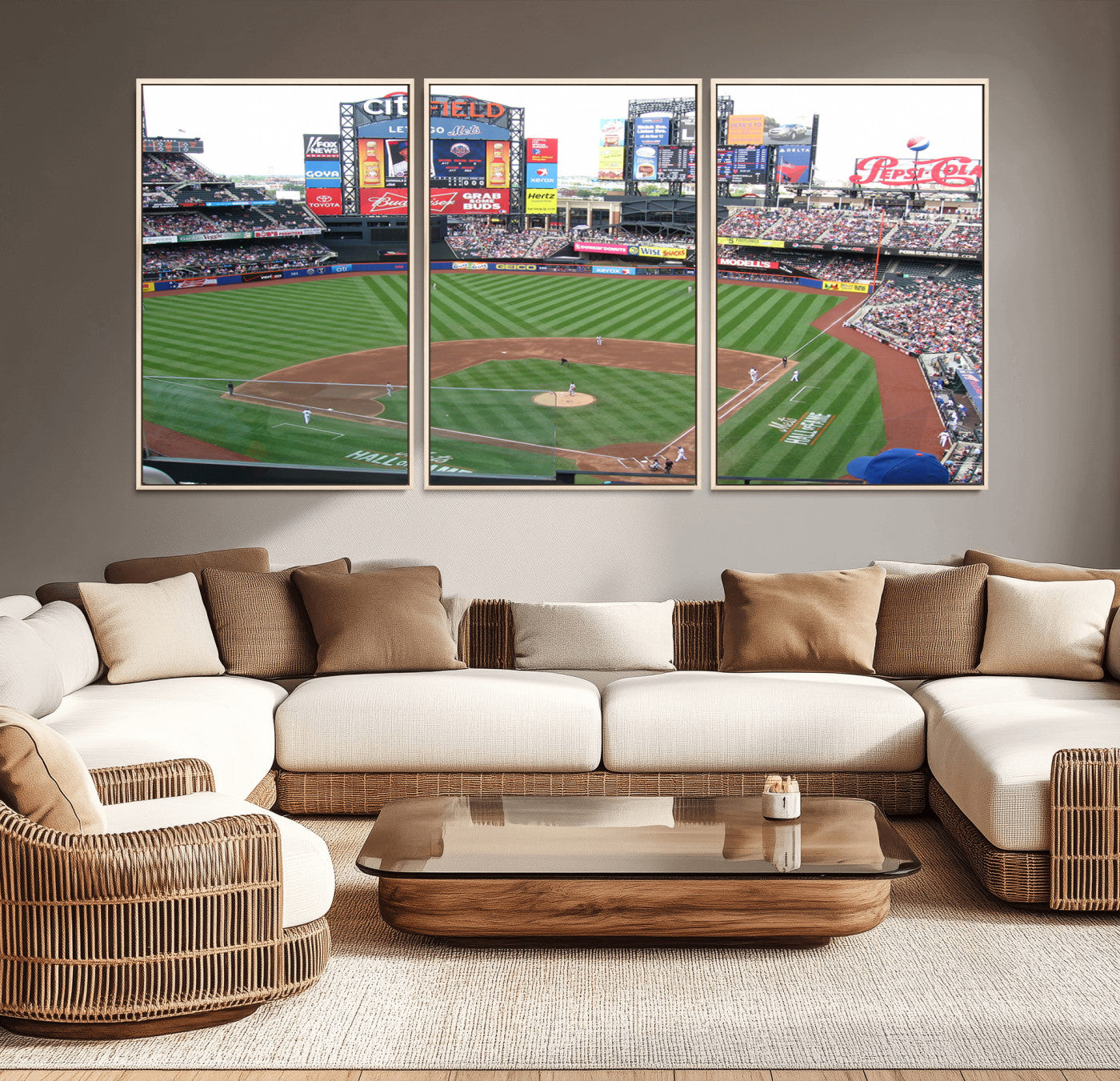 MGV-FC-60X30-3P - New York Mets Baseball Team Print - Citi Field Baseball Stadium Wall Art Canvas Print