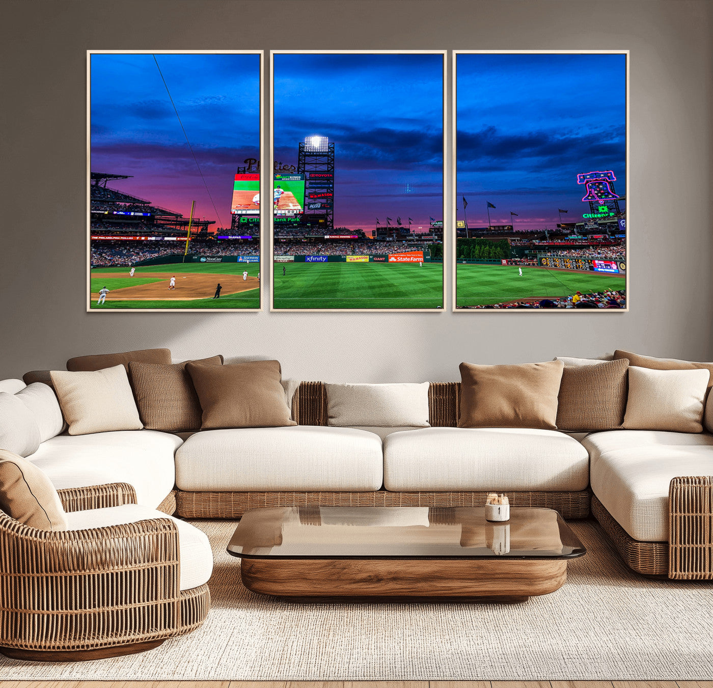 MGV-FC-60X30-3P - Philadelphia Phillies Baseball Team Print - Philadelphia Citizens Bank Park Stadium Canvas Wall Art