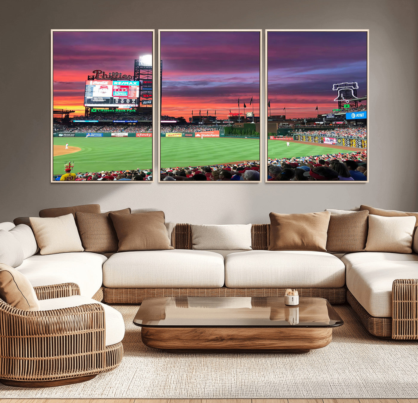 MGV-FC-60X30-3P - Philadelphia Phillies Baseball Team Print - Philadelphia Citizens Bank Park Stadium Wall Art Canvas