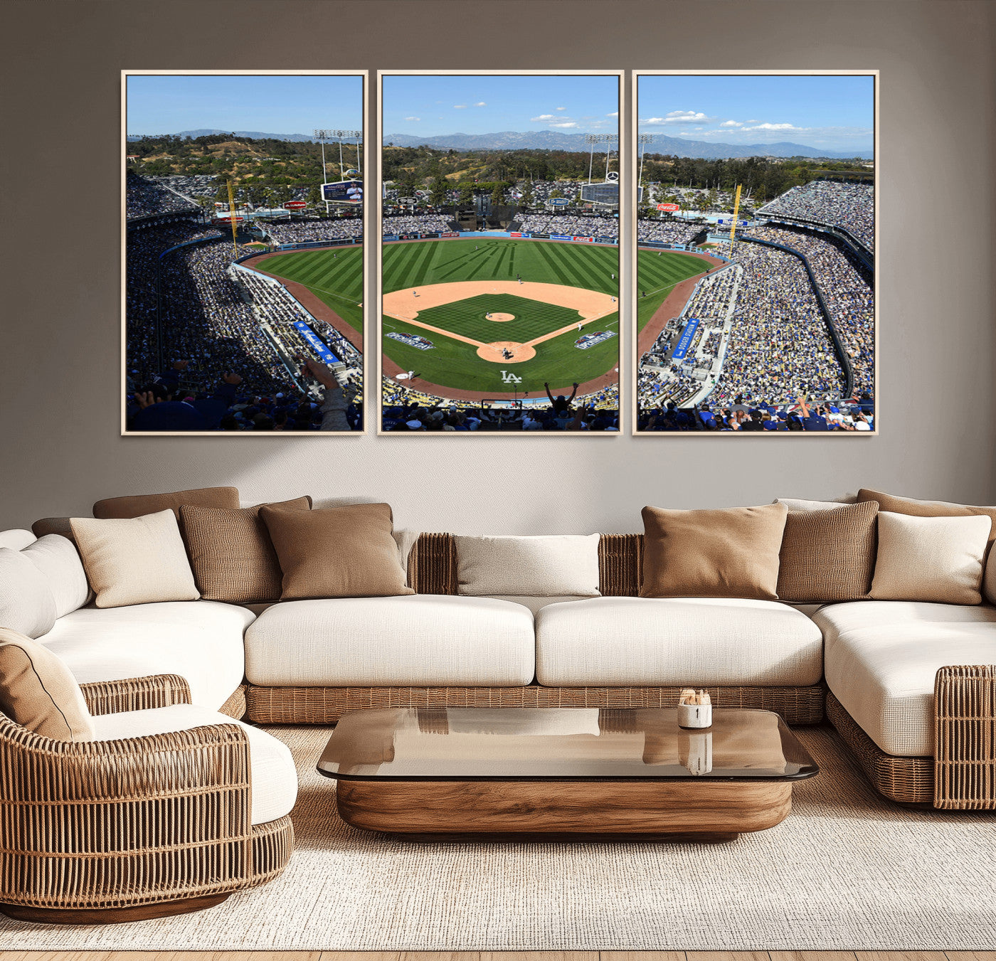 20436-MGV-CV-36X24-Los Angeles Dodgers Dodger Stadium Wall Art Canvas Print - MLB Baseball Stadium Wall Art Canvas