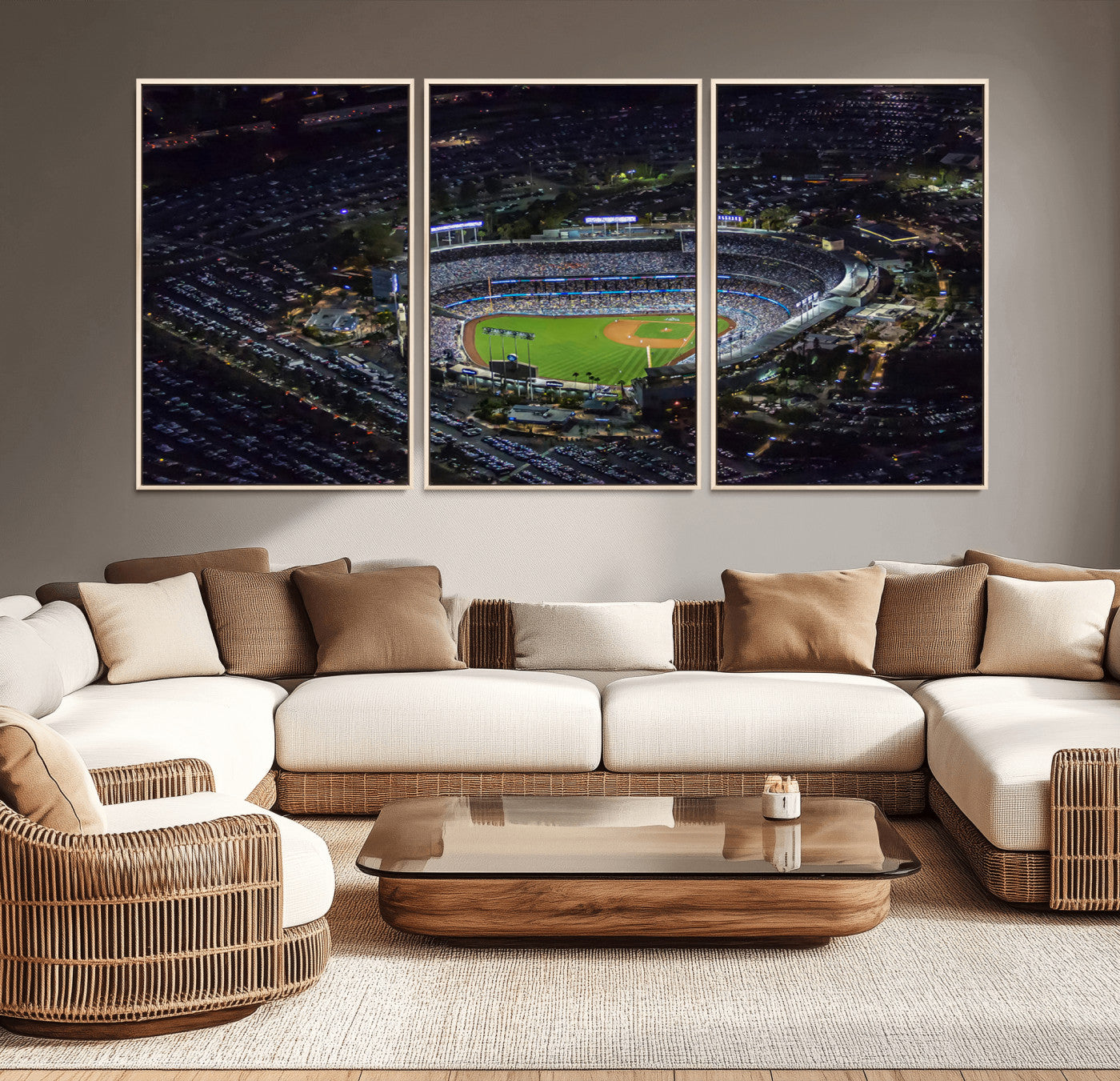 MGV-FC-60X30-3P - Los Angeles Dodgers Dodger Stadium Wall Art Canvas Print - MLB Baseball Stadium