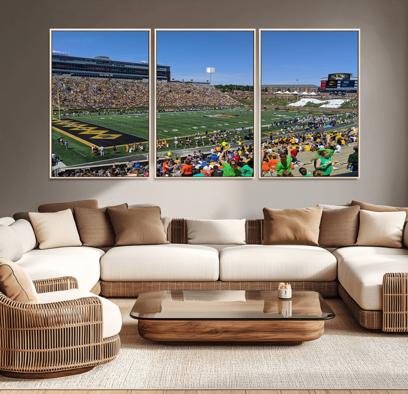 MGV-FC-60X30-3P - University of Missouri Tigers Football Team Print - Columbia Faurot Field Memorial Stadium Wall Art