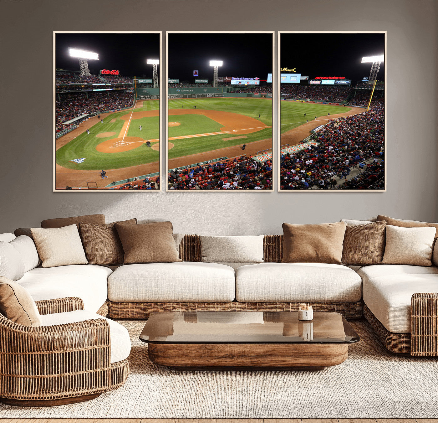 MGV-FC-60X30-3P - Boston Red Sox Baseball Team Print - Massachusetts Fenway Park Stadium Wall Art Canvas Print