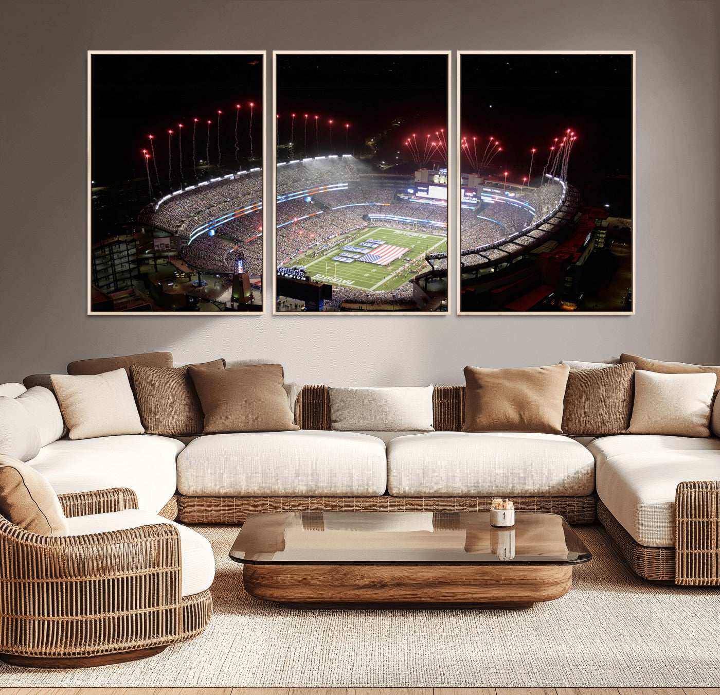 MGV-FC-60X30-3P - New England Patriots Team Print Wall Art- Foxborough Gillette Stadium Wall Art Canvas Print
