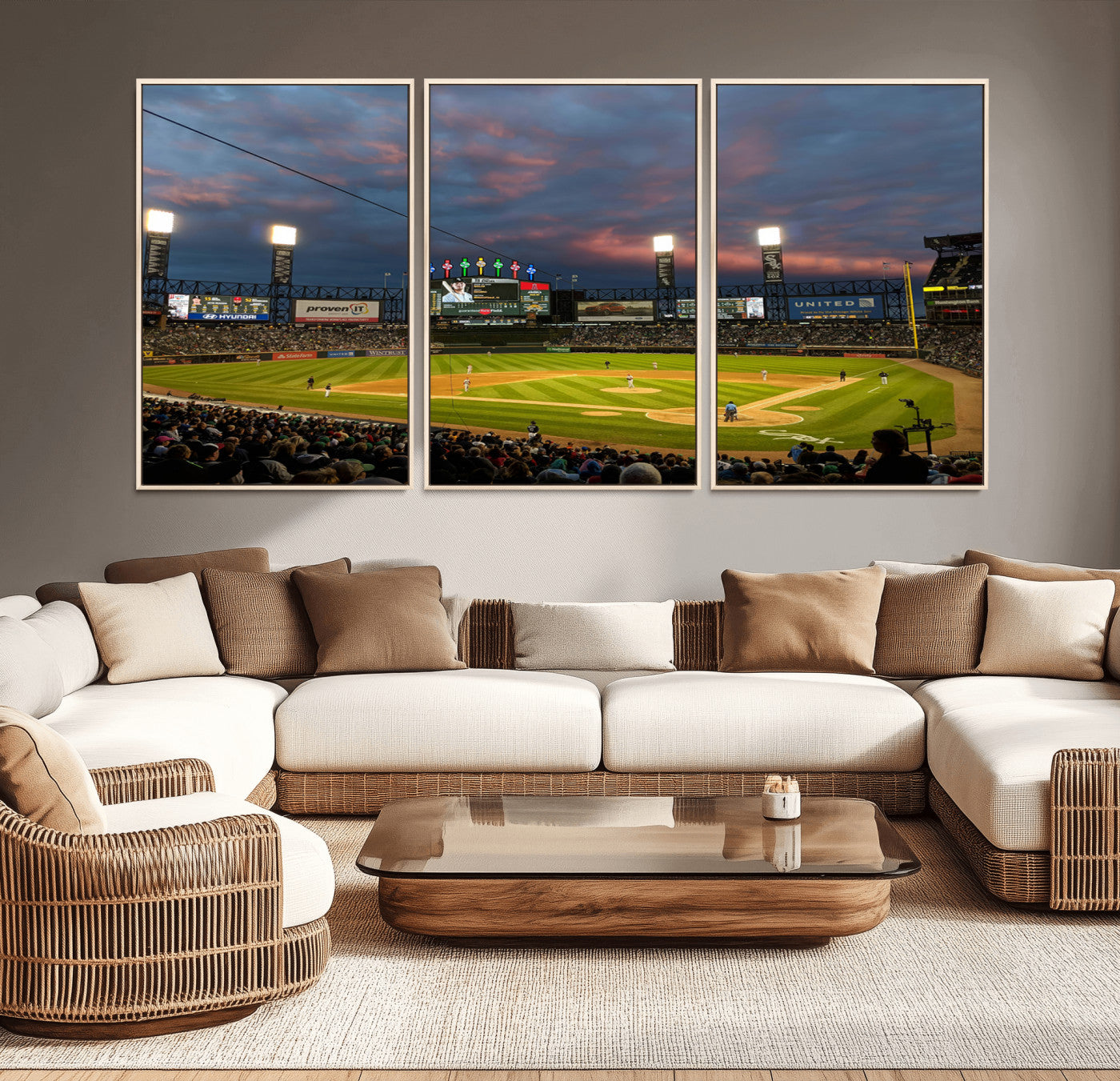 MGV-FC-60X30-3P - Chicago White Sox Baseball Team Print Canvas- Guaranteed Rate Field Stadium Wall Art Canvas Print