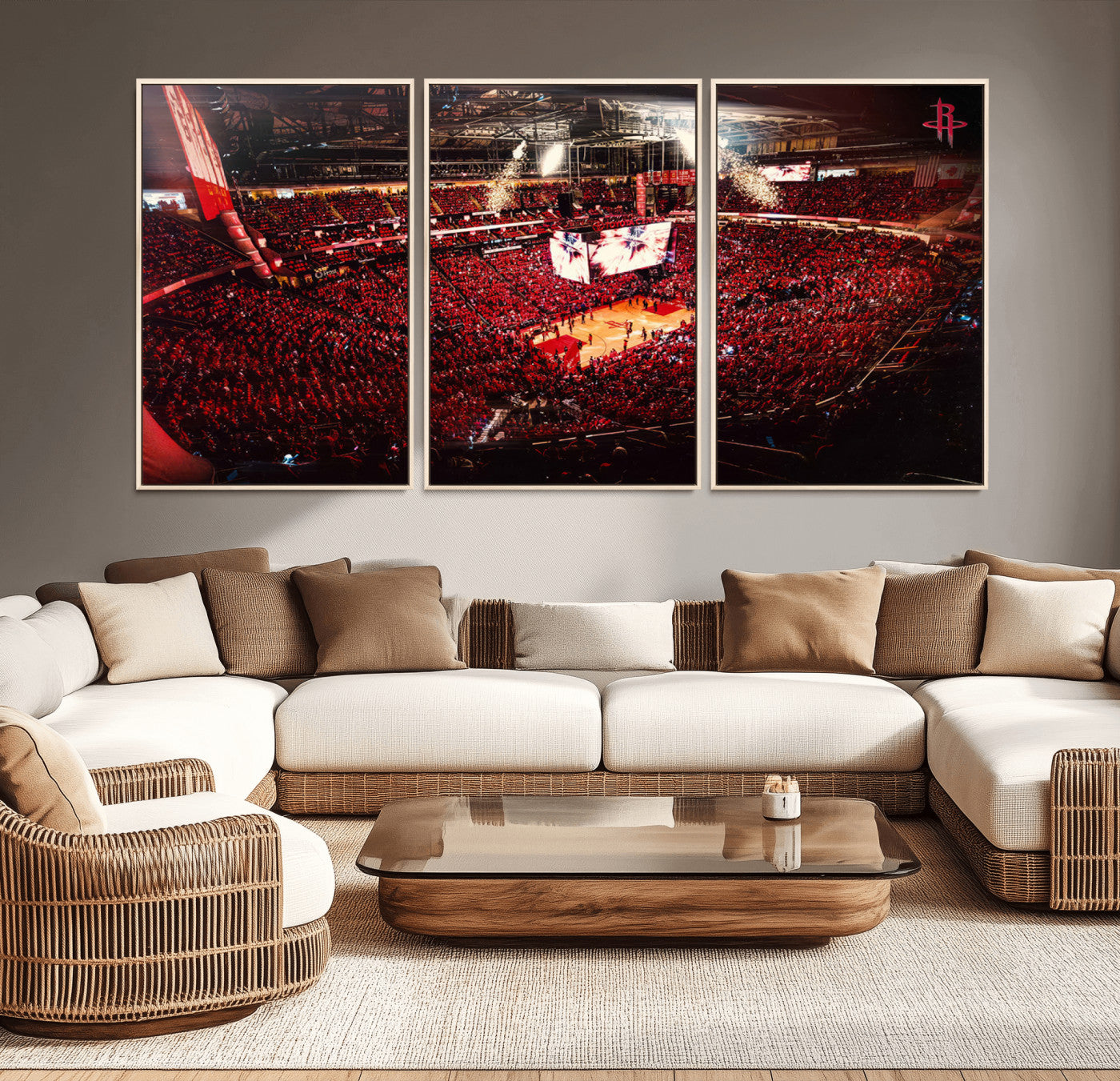 91527-MGV-CV-36X24-Houston Rockets Basketball Team Print Canvas- Houston Toyota Center Stadium Wall Art Canvas Print