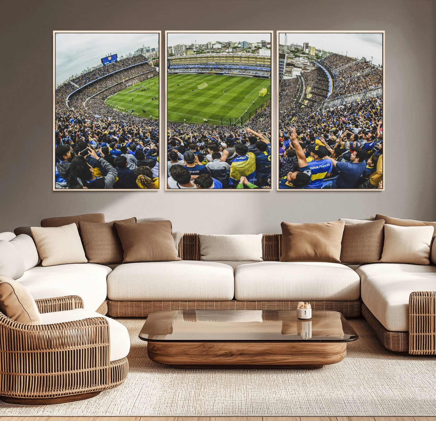 MGV-FC-60X30-3P - Boca Juniors Soccer Team Print Wall Art - Buenos Aires Bombonera Stadium Canvas Print