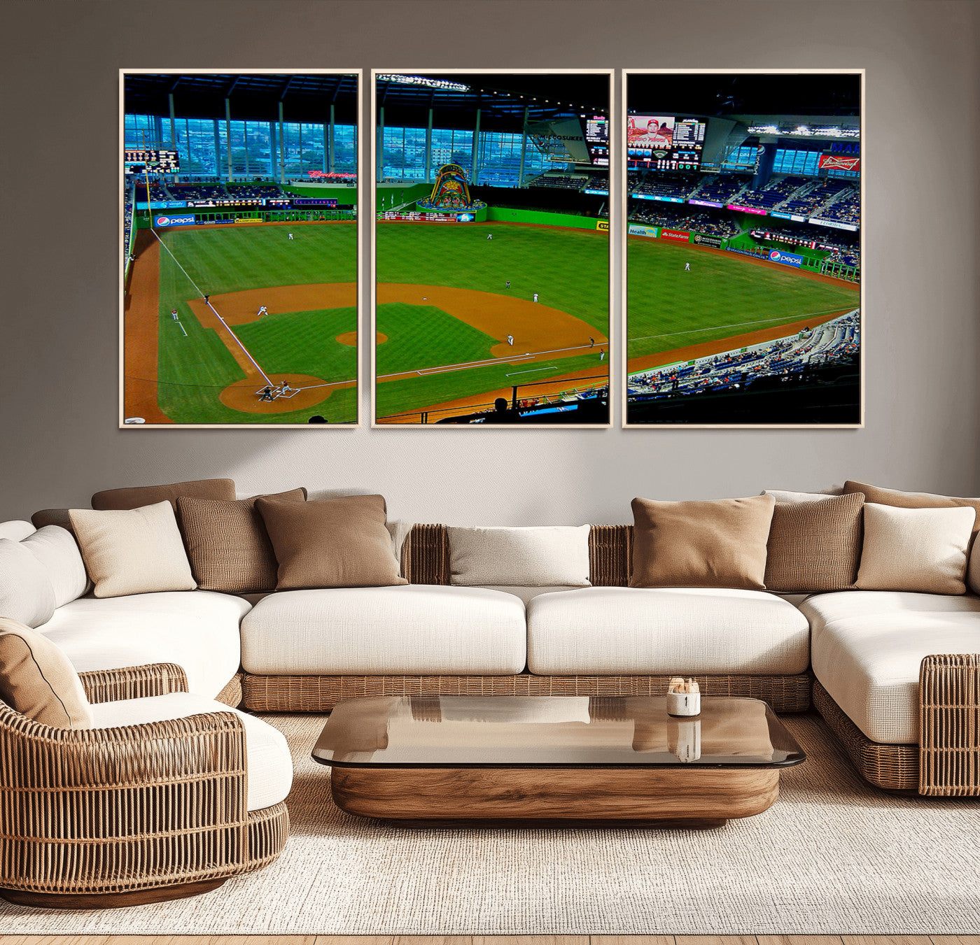 MGV-FC-60X30-3P - Miami Marlins Baseball Team Print - Miami LoanDepot Park Stadium Wall Art Canvas Print