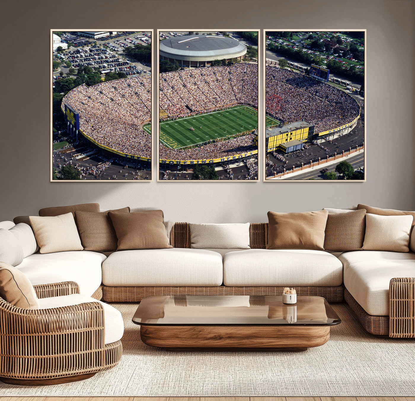 MGV-FC-60X30-3P - Michigan Wolverines Football Team Print - Ann Arbor Michigan Stadium Print, Michigan Wolverines