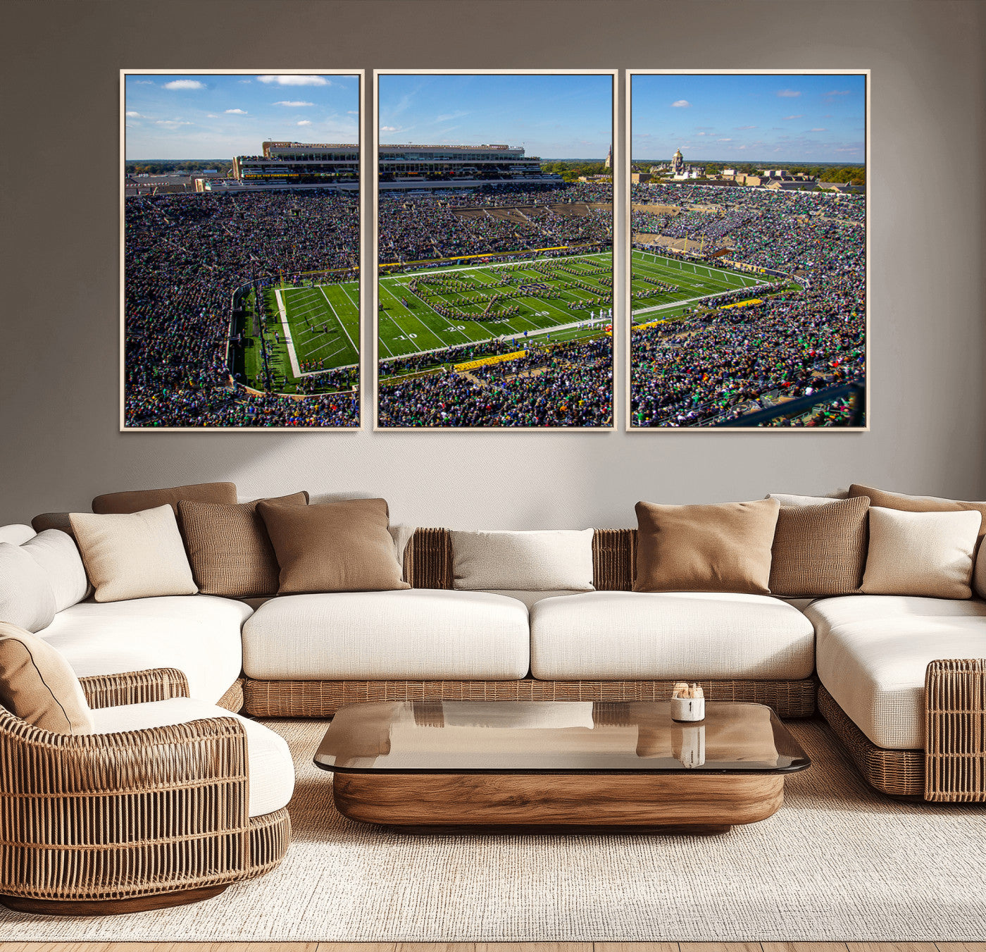 MGV-FC-60X30-3P - Notre Dame Fighting Irish Football Team Print - Notre Dame Stadium Wall Art Canvas Print