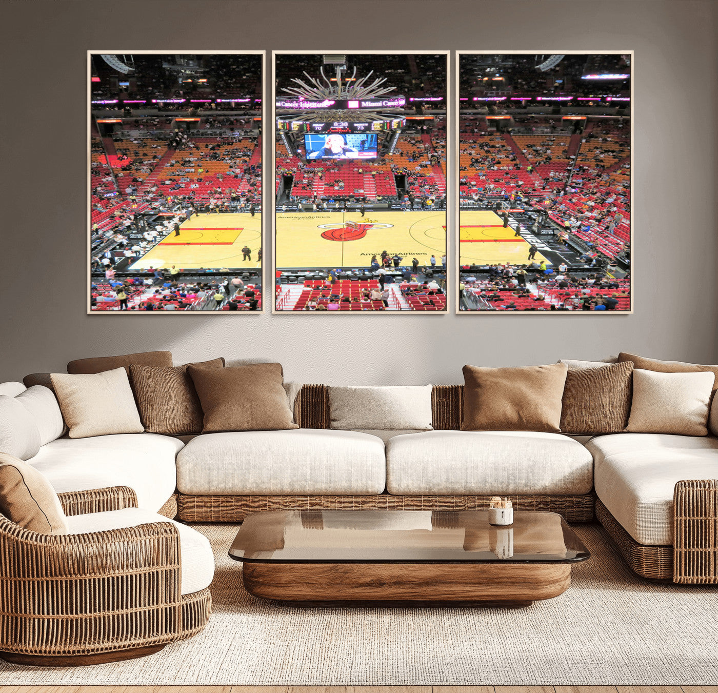 MGV-FC-60X30-3P - Miami Heat Basketball Team Print Wall Art- Kaseya Center Stadium Wall Art Canvas Print
