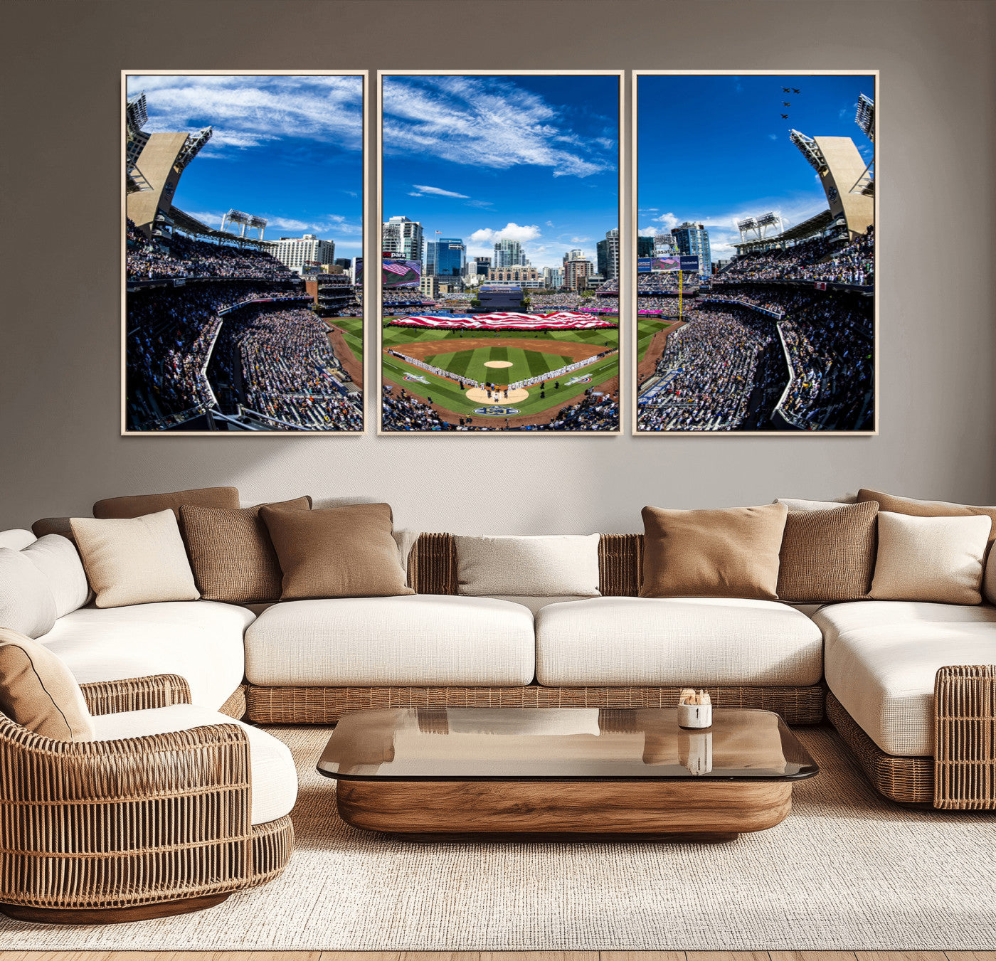 MGV-FC-60X30-3P - San Diego Padres Baseball Team Print - Petco Park Stadium Wall Art Canvas Print