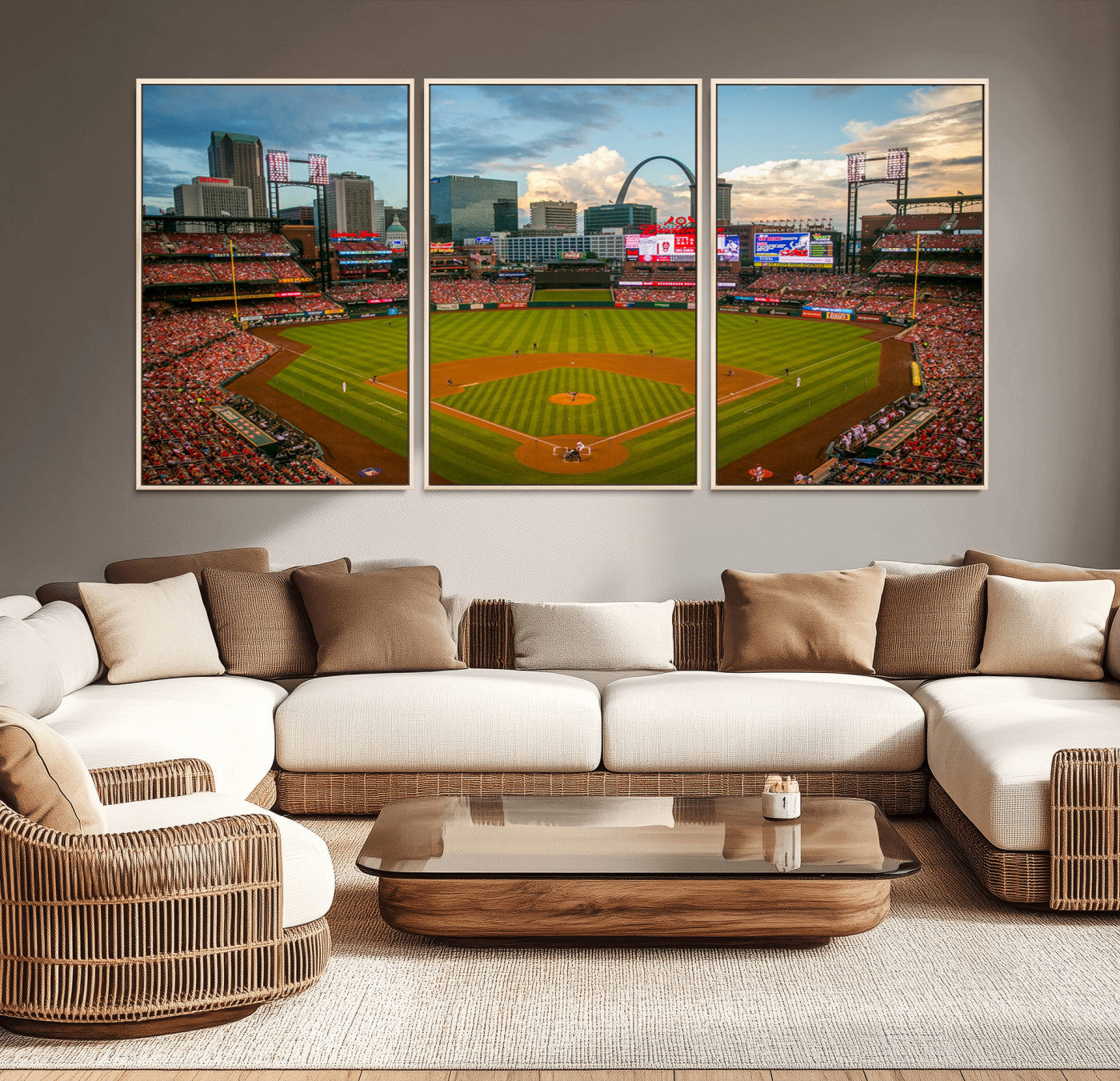 34054-MGV-CV-36X24-St. Louis Cardinals Baseball Team Print - Busch Stadium Wall Art Canvas Print