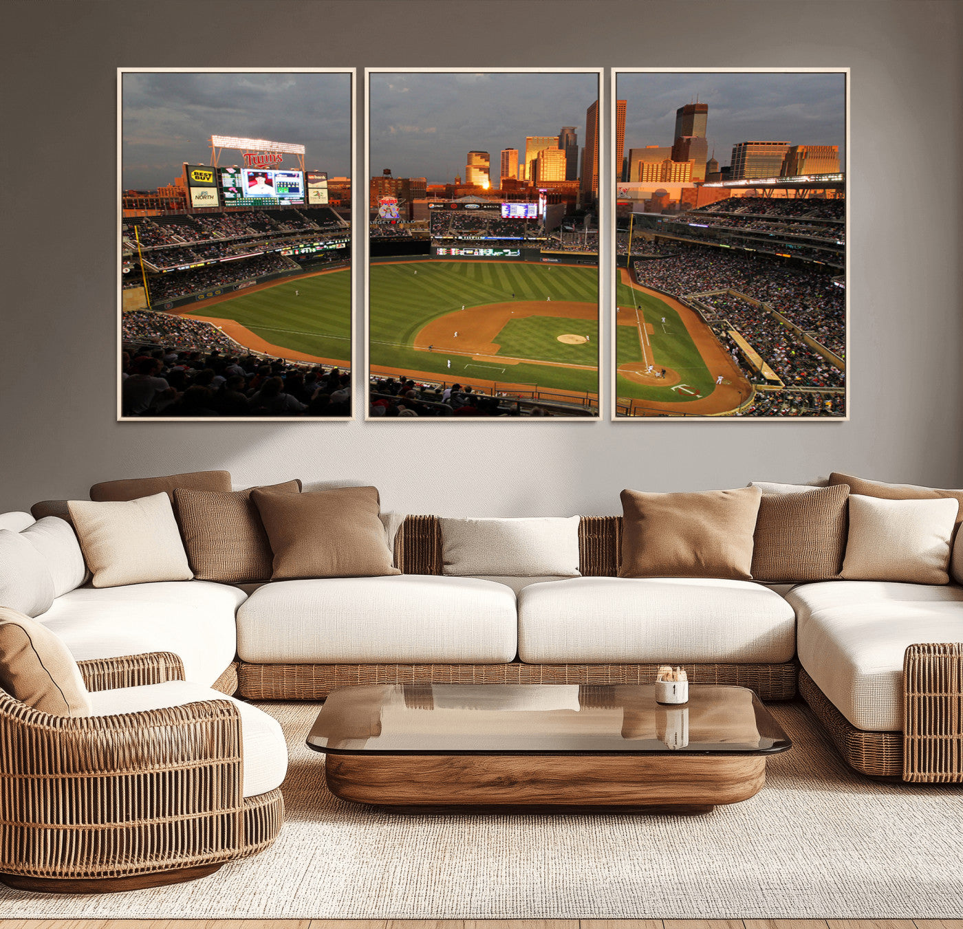 99822-MGV-CV-36X24-Minnesota Twins Baseball Team Print - Minneapolis Target Field Stadium Wall Art Canvas Print