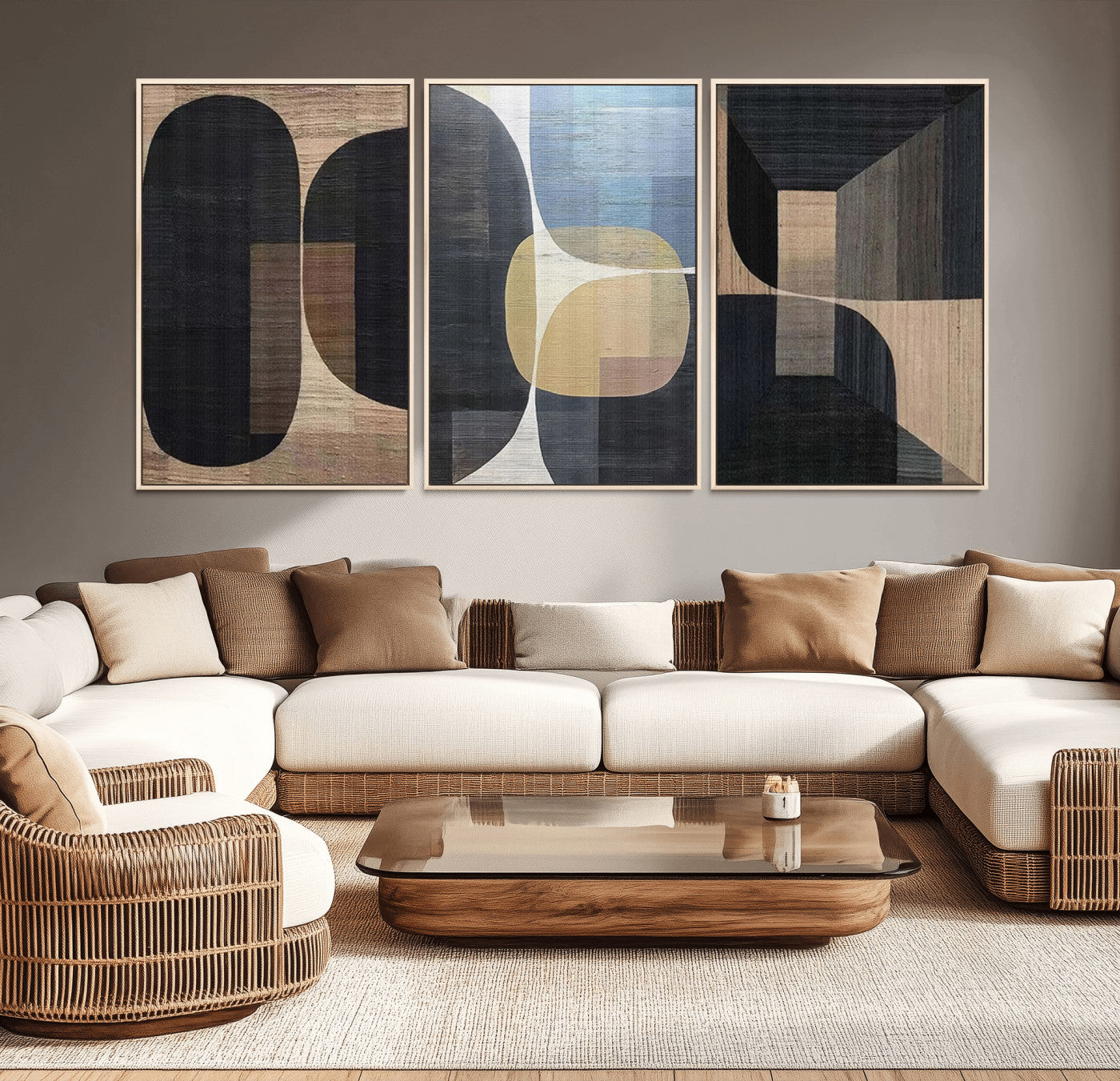 75252-MGV-CV-36X24-Minimalist Wabi Sabi Abstract Geometric Wall Art Canvas Print – Modern Minimalist Shapes – Ready to