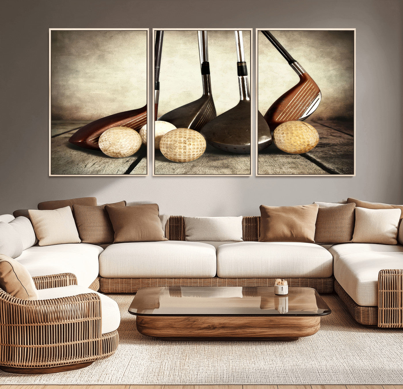 33845-MGV-CV-36X24-Vintage Golf Ball Art | Golf Decor for Man Cave or Office | Ready to Hang and Framed