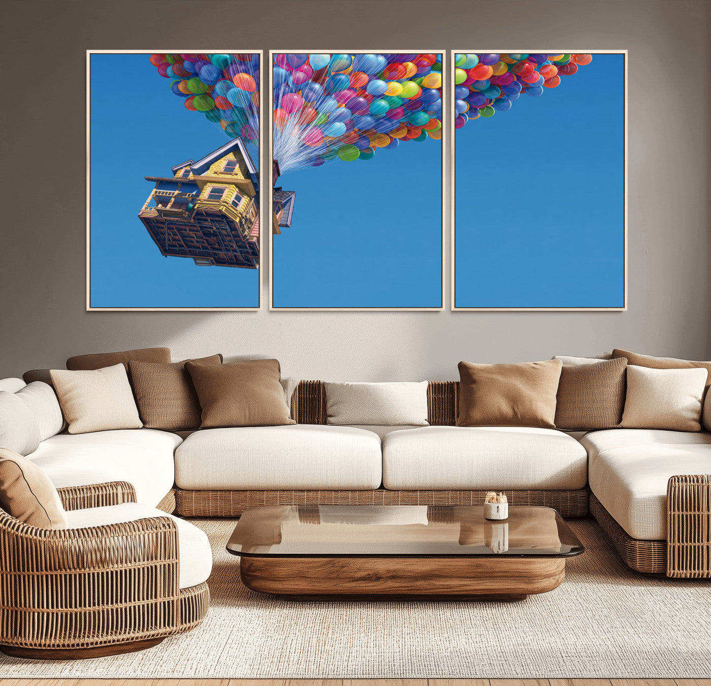 MGV-FC-60X30-3P - Carl Fredricksen, Up Movie Wall Art, Balloons Wall Art, Air Balloons for Kids Room Print
