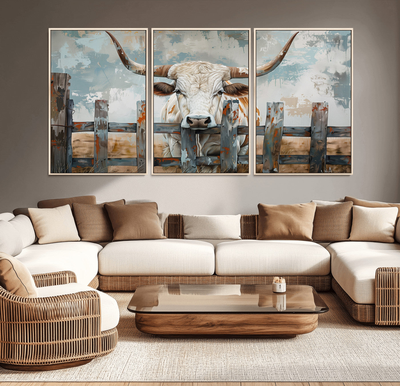 85218-MGV-CV-36X24-Vintage Cow Wall Art Canvas Print for Farmhouse Wall Decor Theme, Cattle Wall Art Print