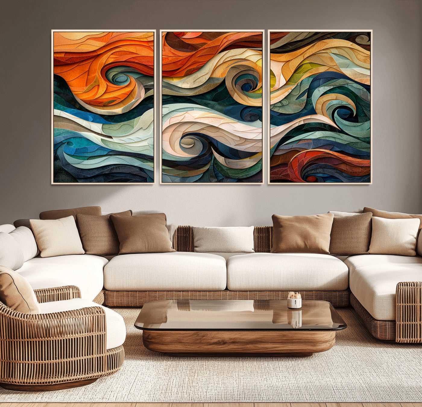 -Abstract Wave Wall Art | Ready to Hang Framed Canvas Print | Vibrant Home Decor for Modern Spaces