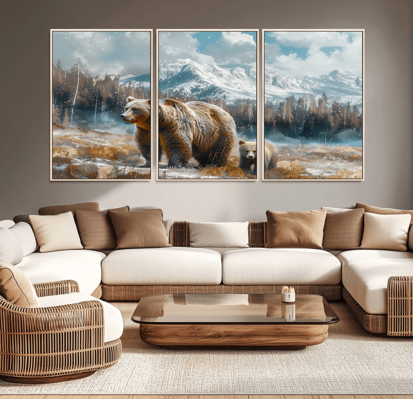 MGV-FC-60X30-3P - Bear and Baby Bear Wall Art Canvas Print