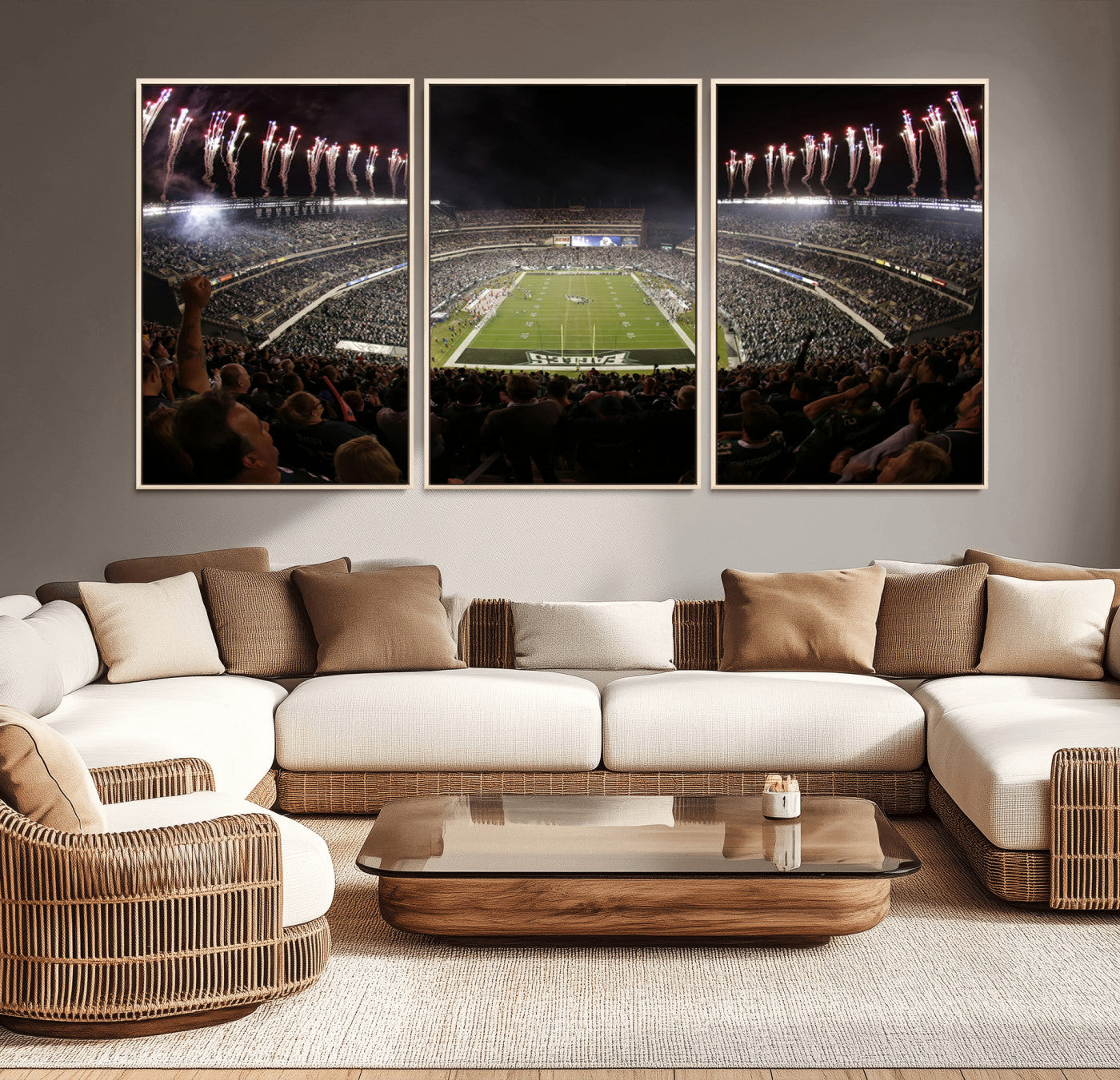 70773-MGV-FC-60X30-3P_Natural-Eagles Field Stadium Wall Art - Philadelphia Eagles Football Team Print - Philadelphia Lincoln