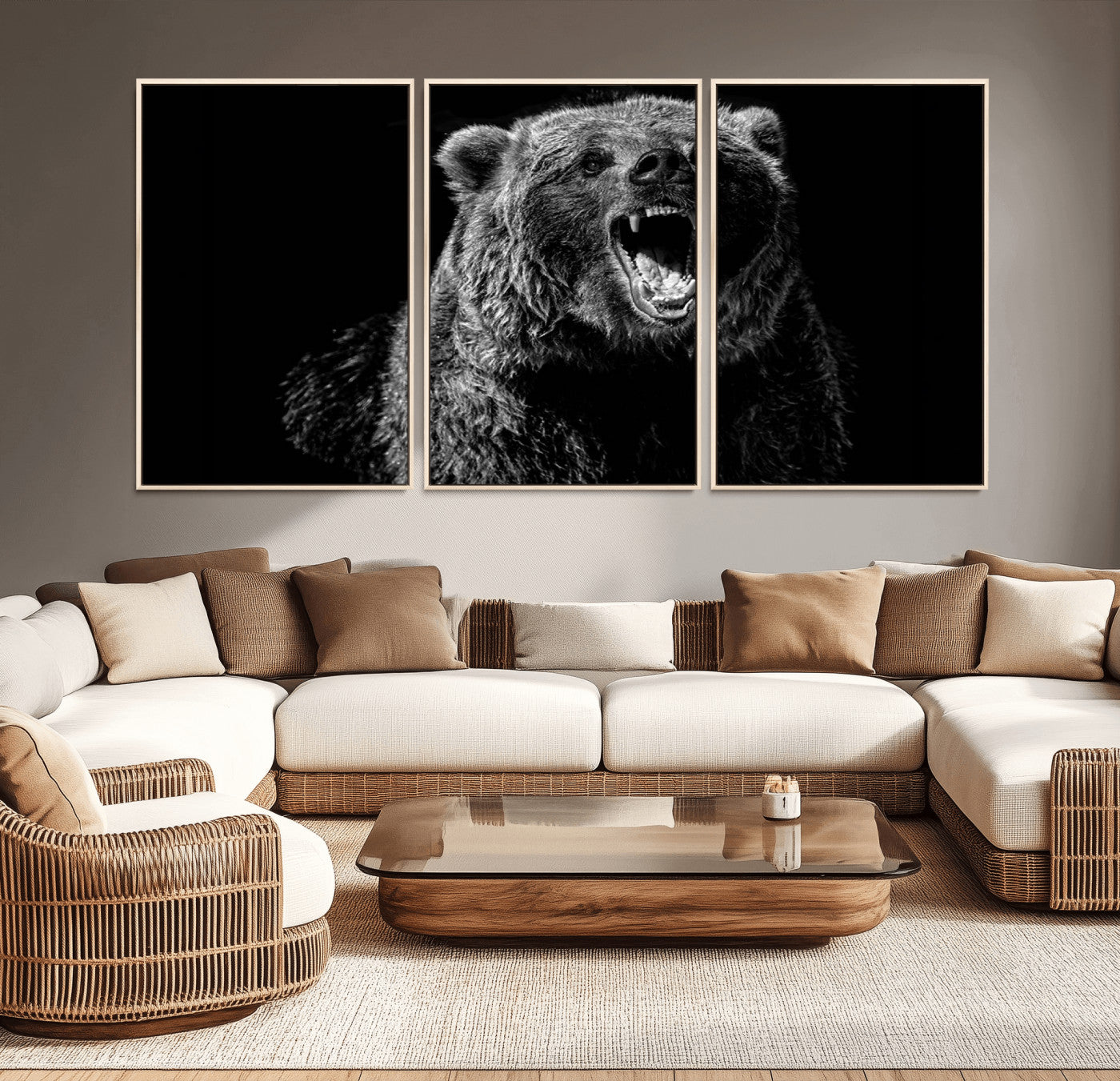 57891-MGV-CV-36X24-Bear Canvas Print | Wildlife Wall Art for Cabin Decor | Ready to Hang Framed
