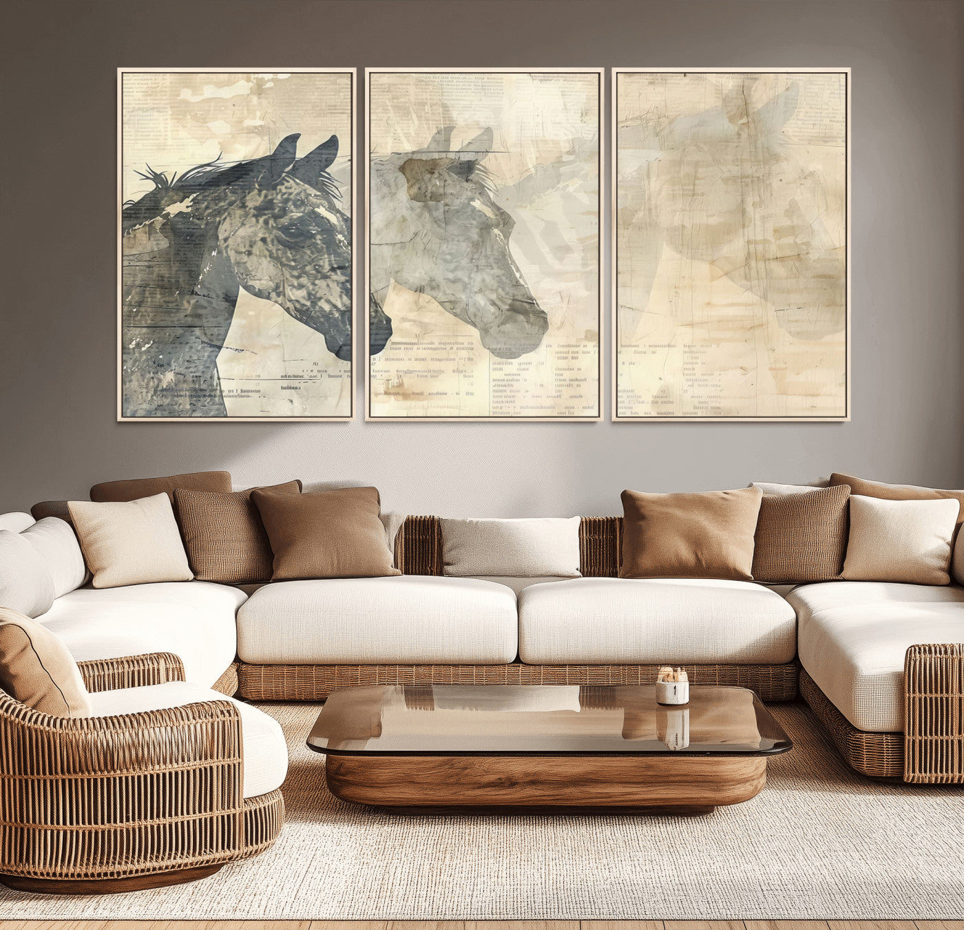 64301-MGV-CV-36X24-Abstract Horse Canvas Print | Modern Farmhouse Wall Art | Ready to Hang Framed