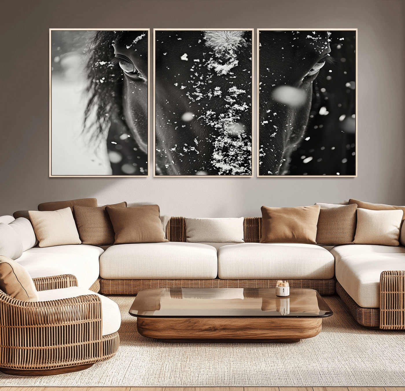73281-MGV-CV-36X24-Winter Horse Snow Wall Art Canvas Print
