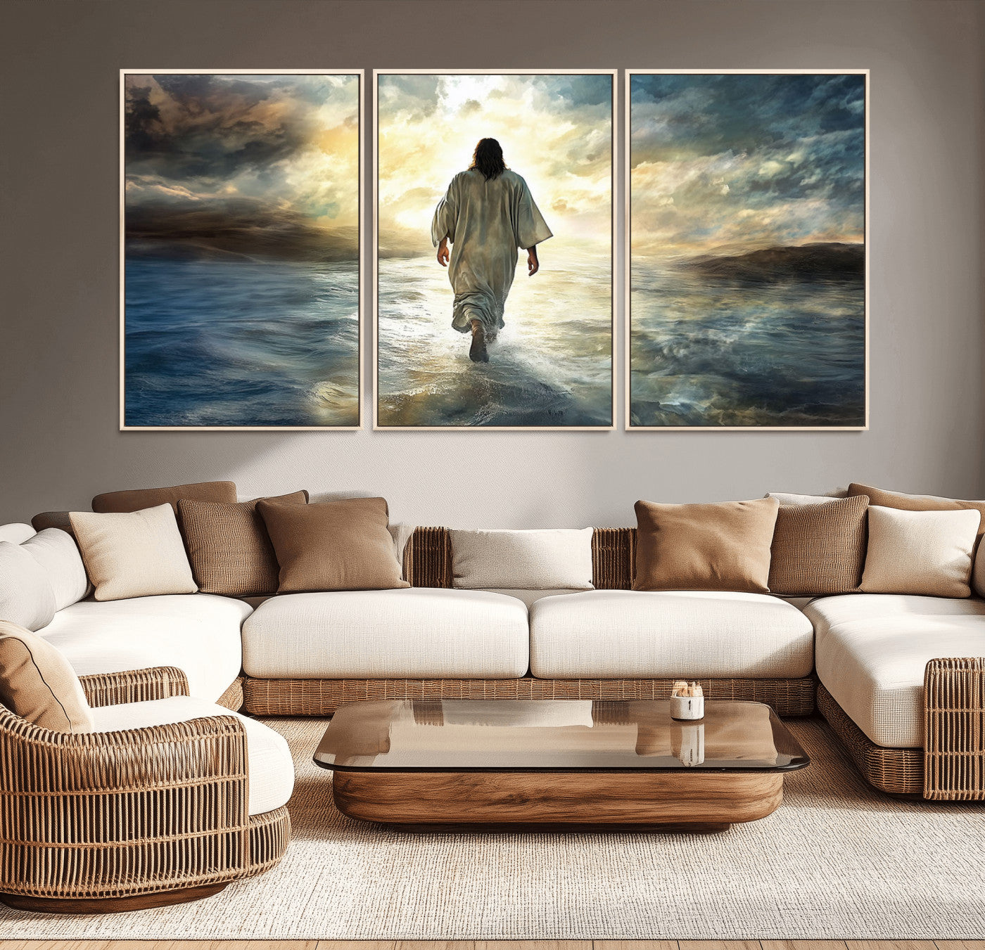 82295-MGV-CV-36X24-Jesus Walking on Water Wall Art | Canvas Print | Ready to Hang | Christian Home Decor | Spiritual