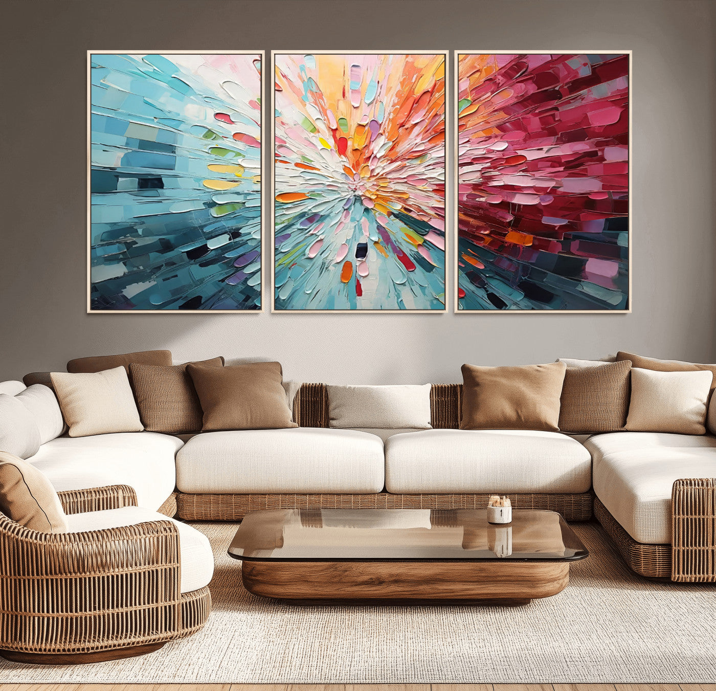 47065-MGV-CV-36X24-Radiant Bloom Abstract Floral Wall Art Canvas Print - Colorful Burst - Modern Living Room Decor -