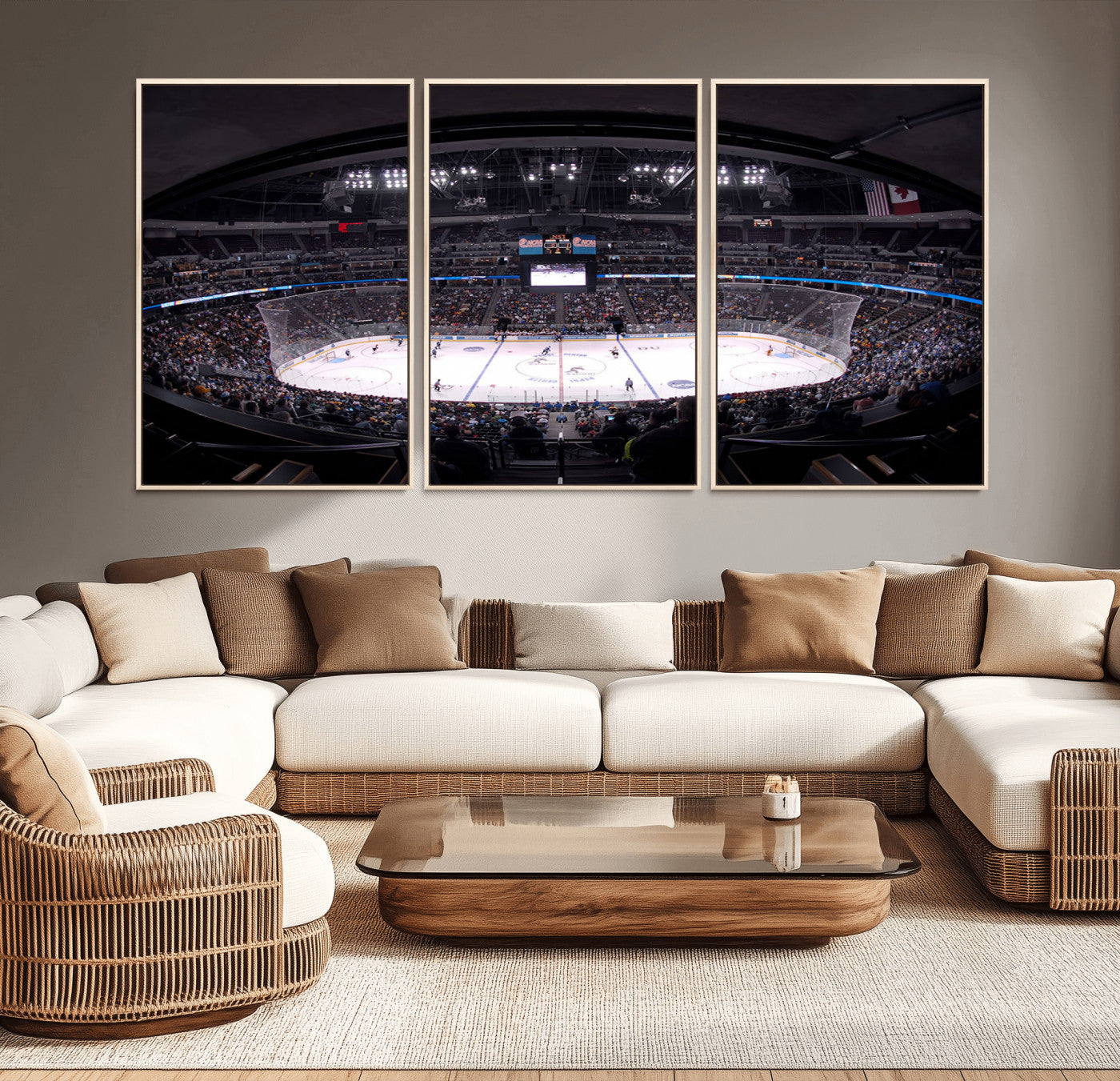 MGV-FC-60X30-3P - Ball Arena Denver Colorado Avalanche Hockey Team Wall Art Canvas Print - Denver Ice Hockey Stadium