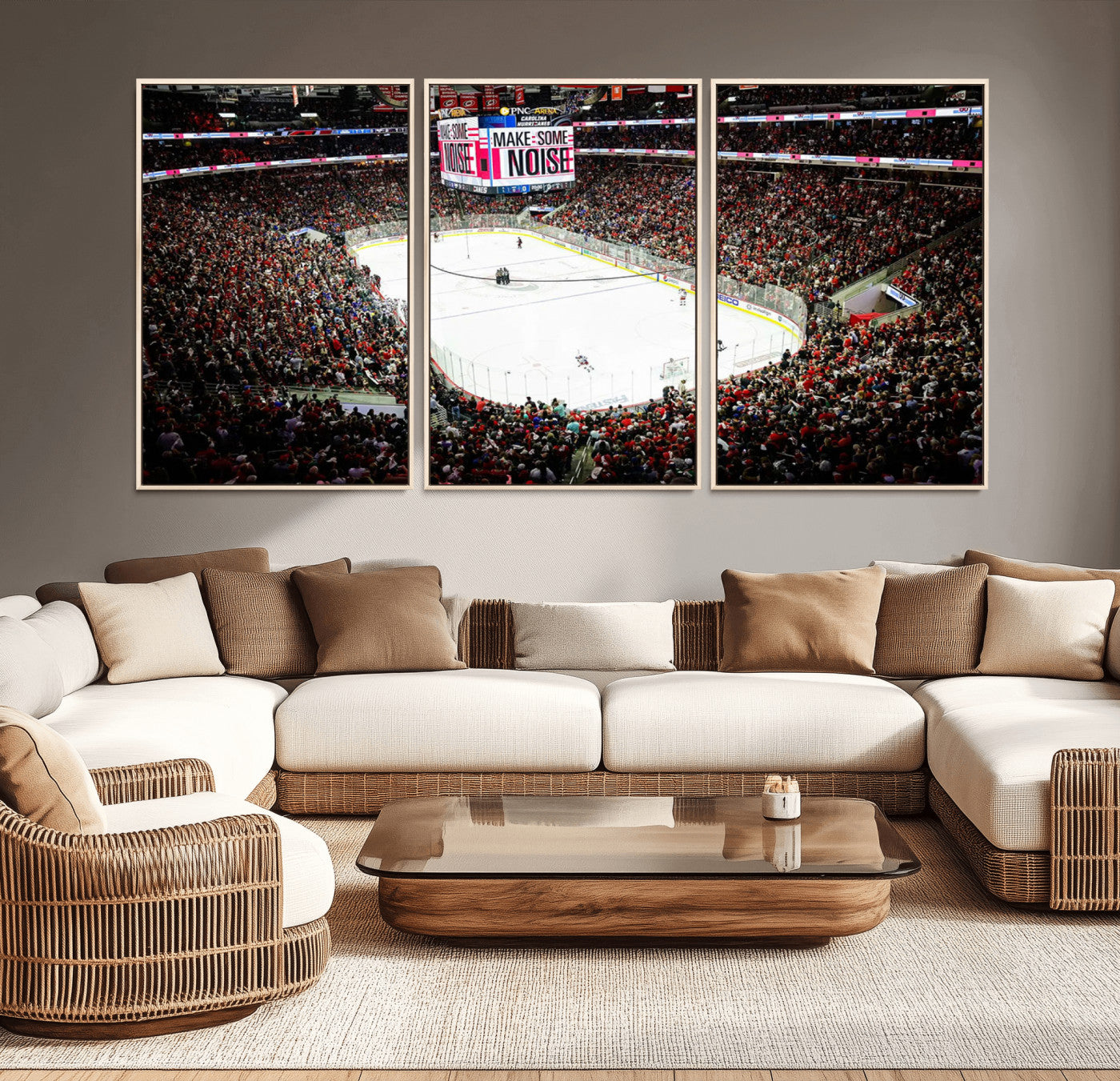 73950-MGV-CV-36X24-PNC Arena Raleigh North Carolina Hurricanes Hockey Stadium Wall Art Canvas, North Carolina