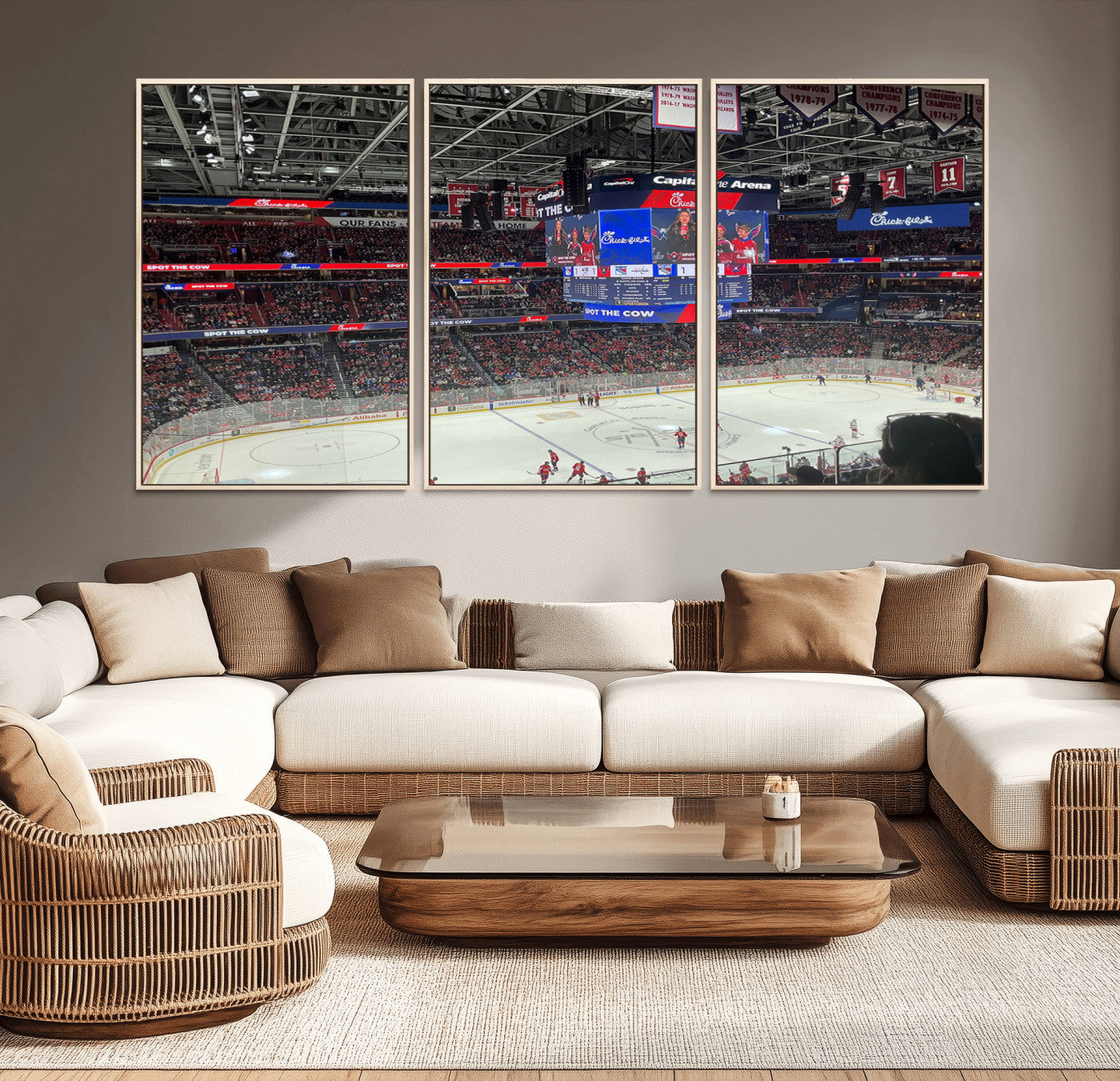 71287-MGV-CV-36X24-Washington Capitols New York Rangers Ice Hockey Game Stadium Wall Art Canvas Print