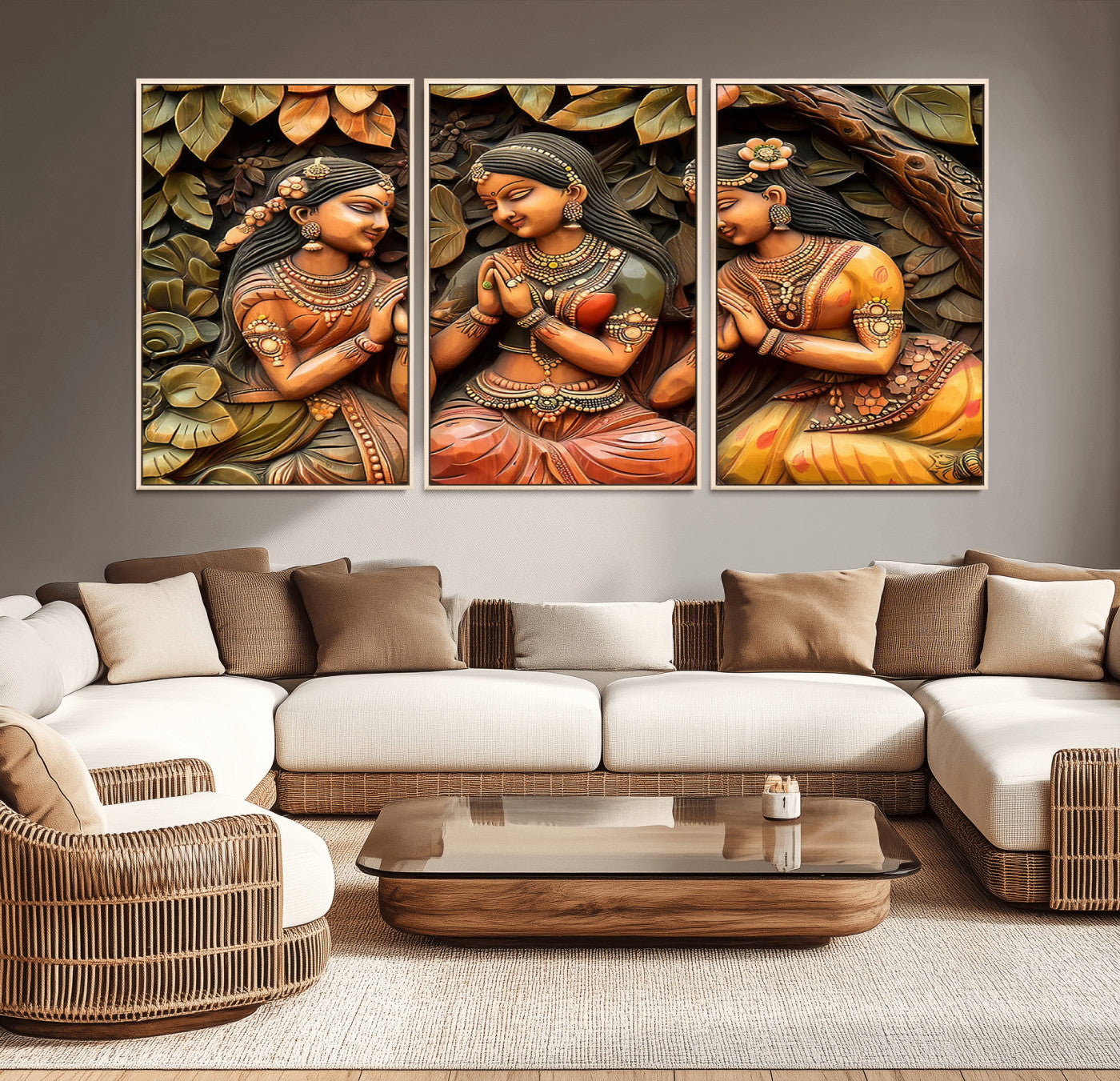 12926-MGV-CV-36X24-Indian Woman Statue Wall Art Canvas Print