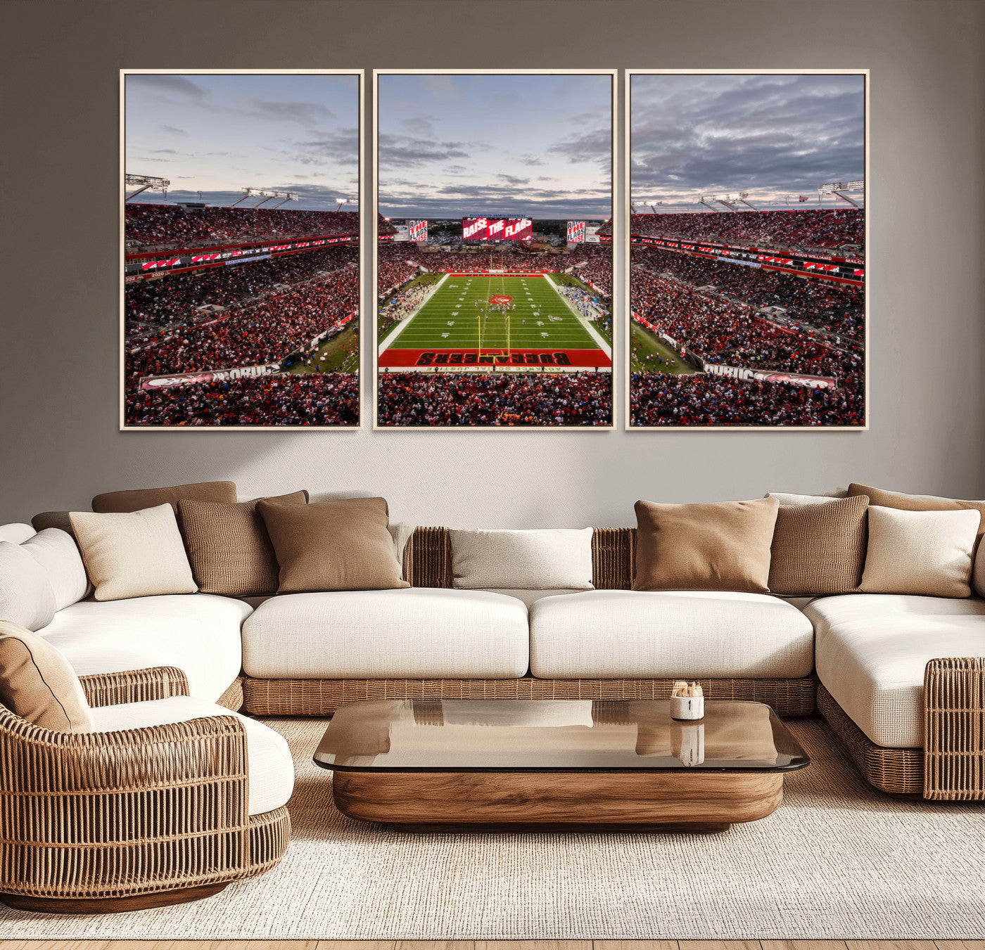 MGV-FC-60X30-3P - Florida Tampa Raymond James Stadium Wall Art Canvas Print - NFL Football Stadium Print Canvas