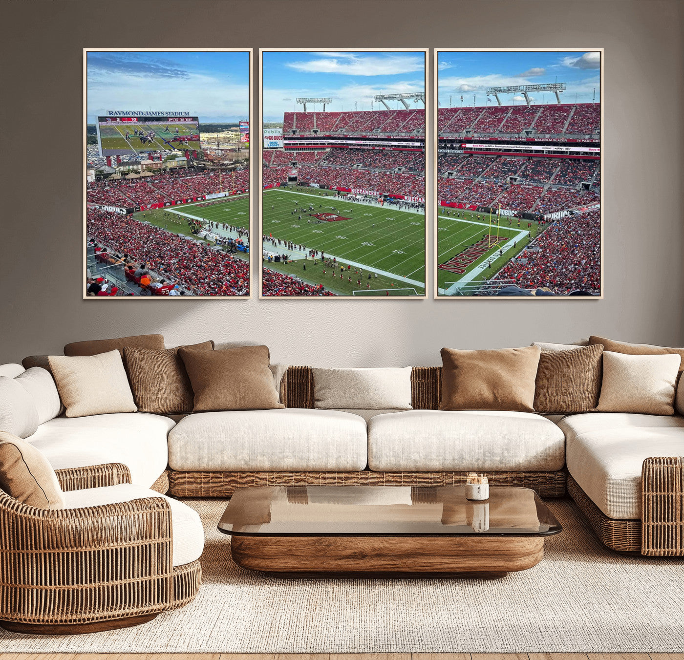 MGV-FC-60X30-3P - Florida Tampa Raymond James Stadium Wall Art Canvas Print - NFL Football Stadium Print Canvas