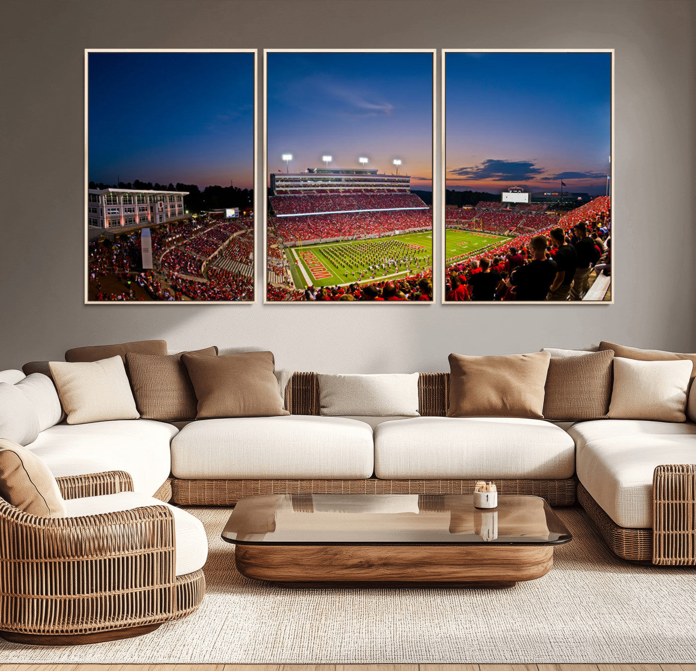 33313-MGV-CV-36X24-NC State Wolfpack Football Team Print - Raleigh Carter-Finley Stadium Wall Art Canvas Print