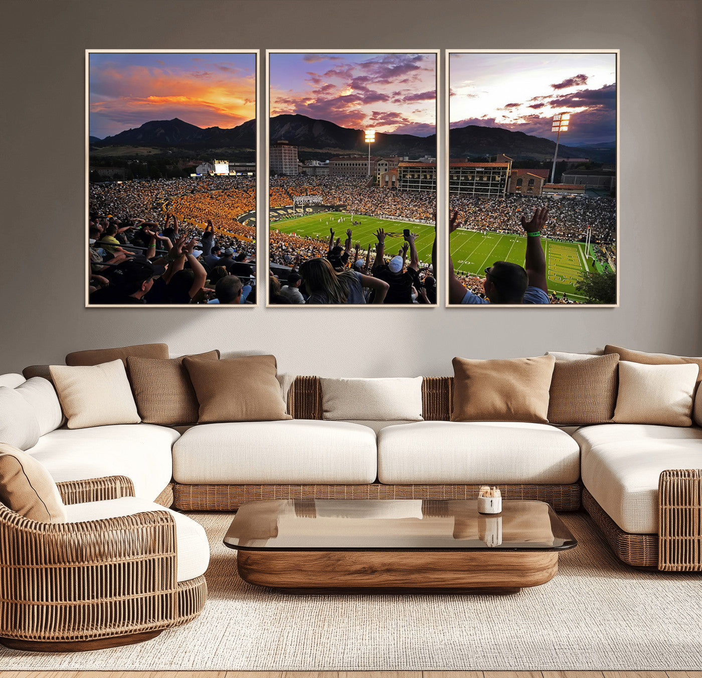80381-MGV-CV-36X24-Framed Colorado Buffaloes Football Team Print - Boulder Folsom Field Stadium Wall Art Canvas Print