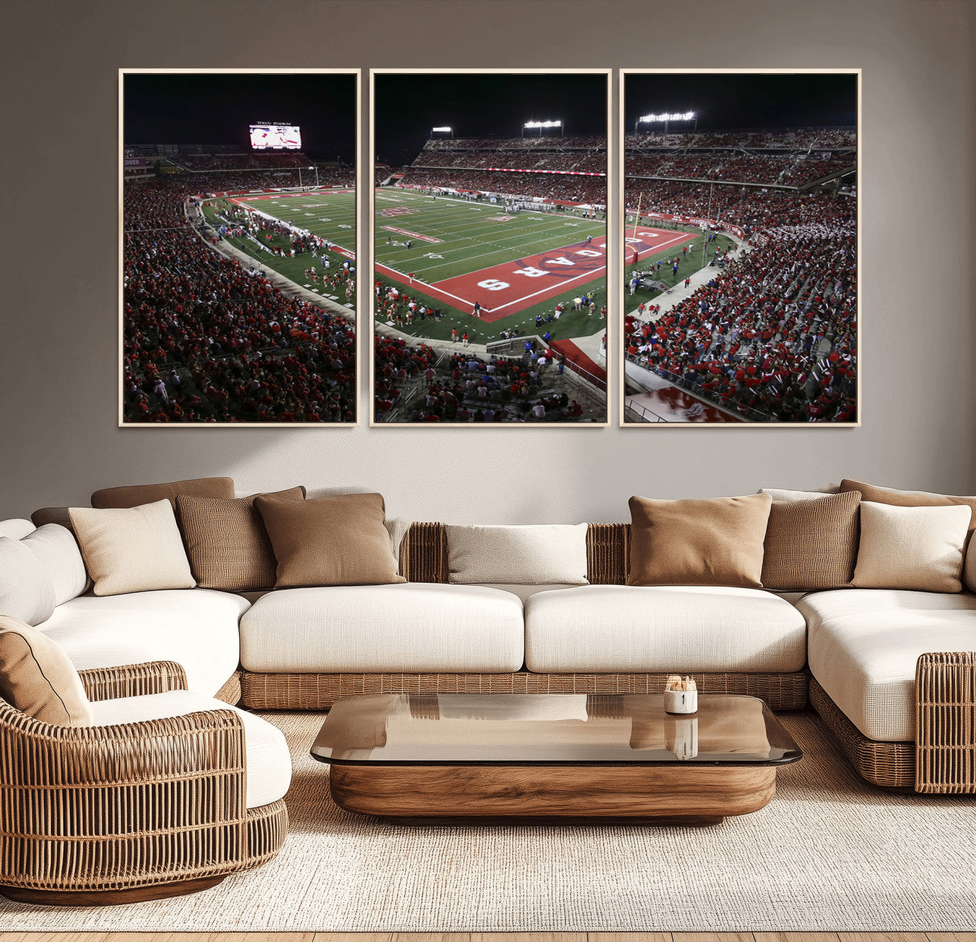 MGV-FC-60X30-3P - Houston Cougars Football Team Print - Houston TDECU Stadium Wall Art Canvas Print