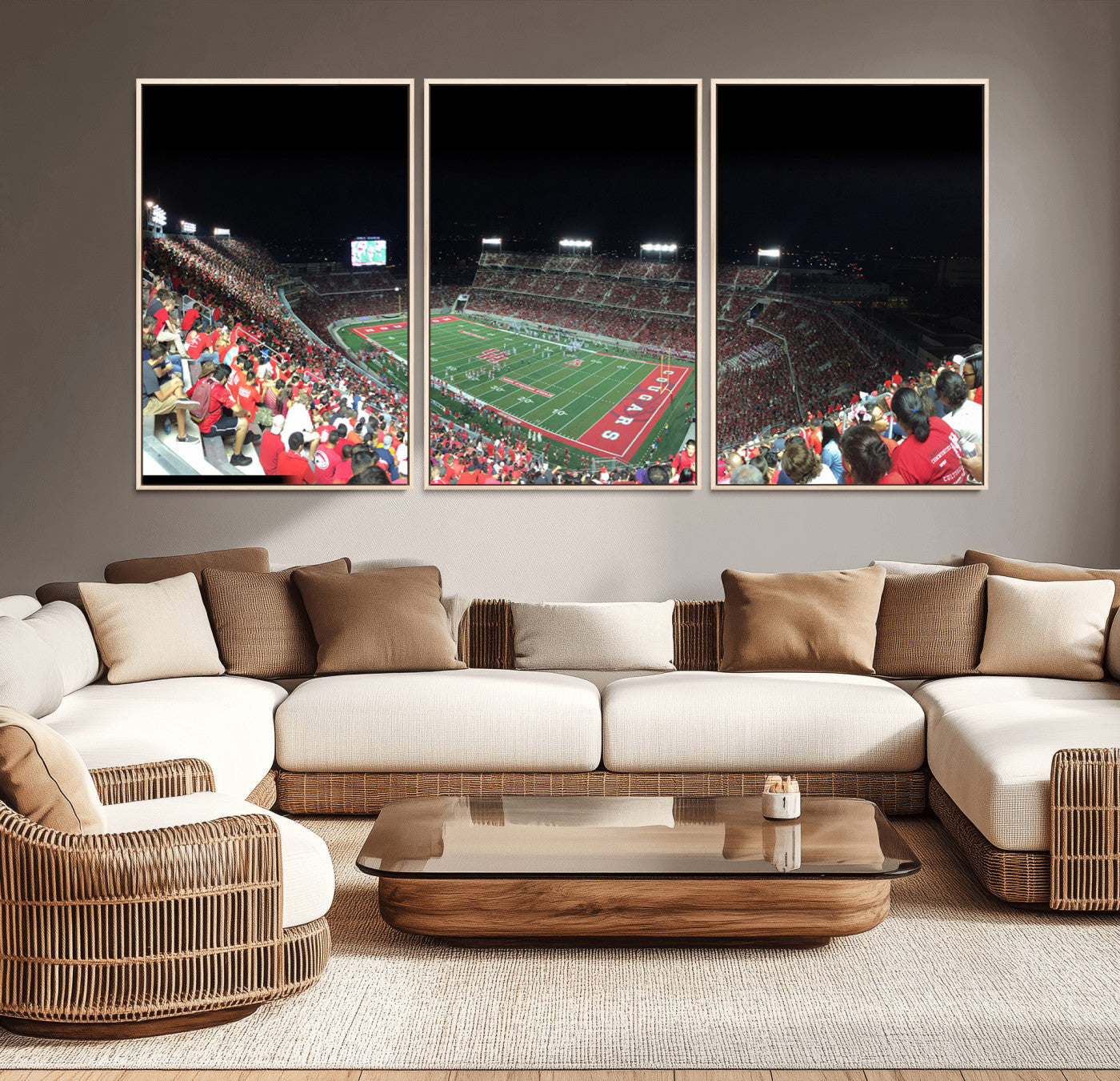 MGV-FC-60X30-3P - Houston Cougars Football Team Print - Houston TDECU Stadium Wall Art Canvas Print