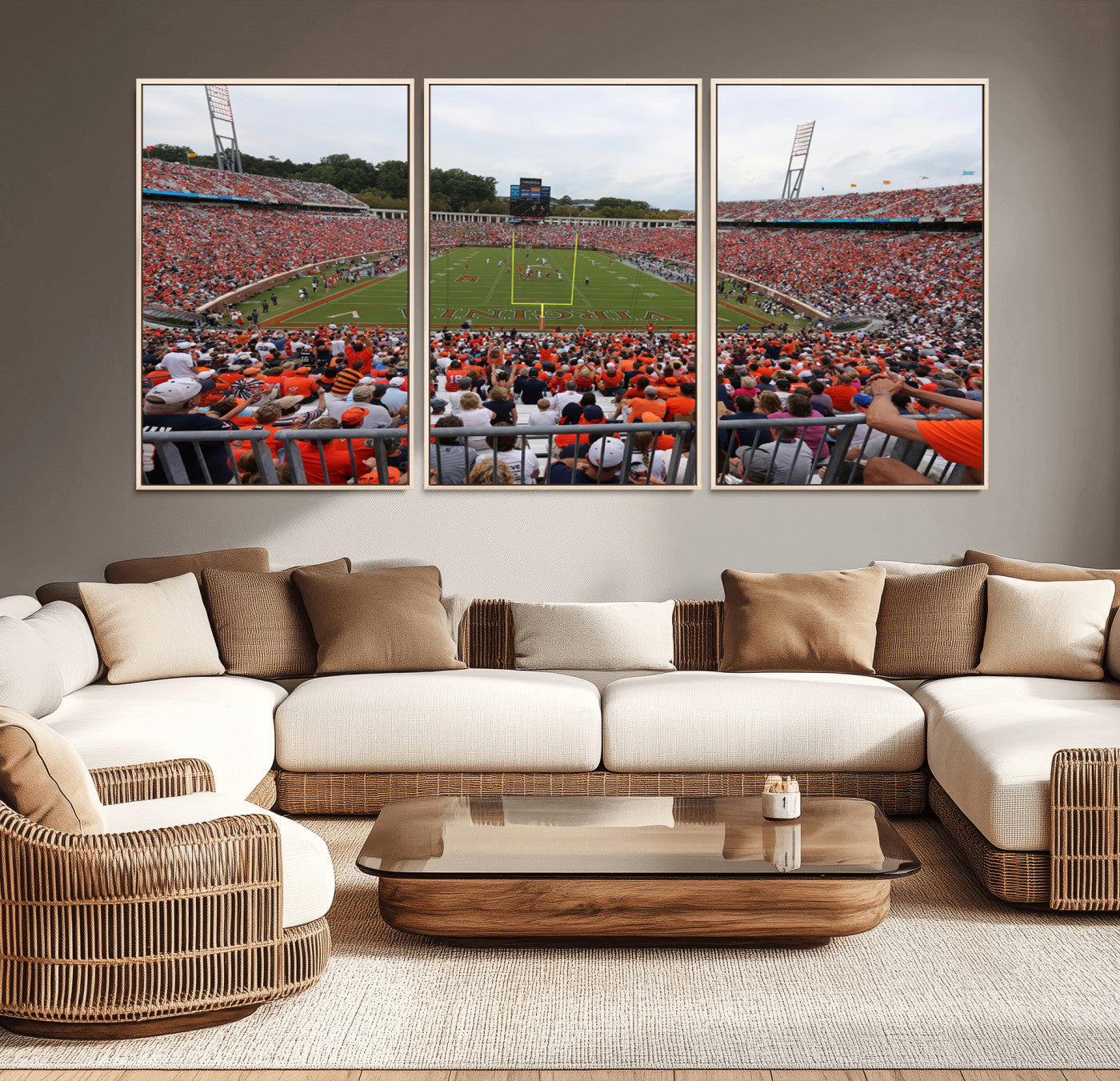 63606-MGV-CV-80X40-5P-Virginia Cavaliers Football Team Print - Charlottesville Scott Stadium Print Wall Art Canvas