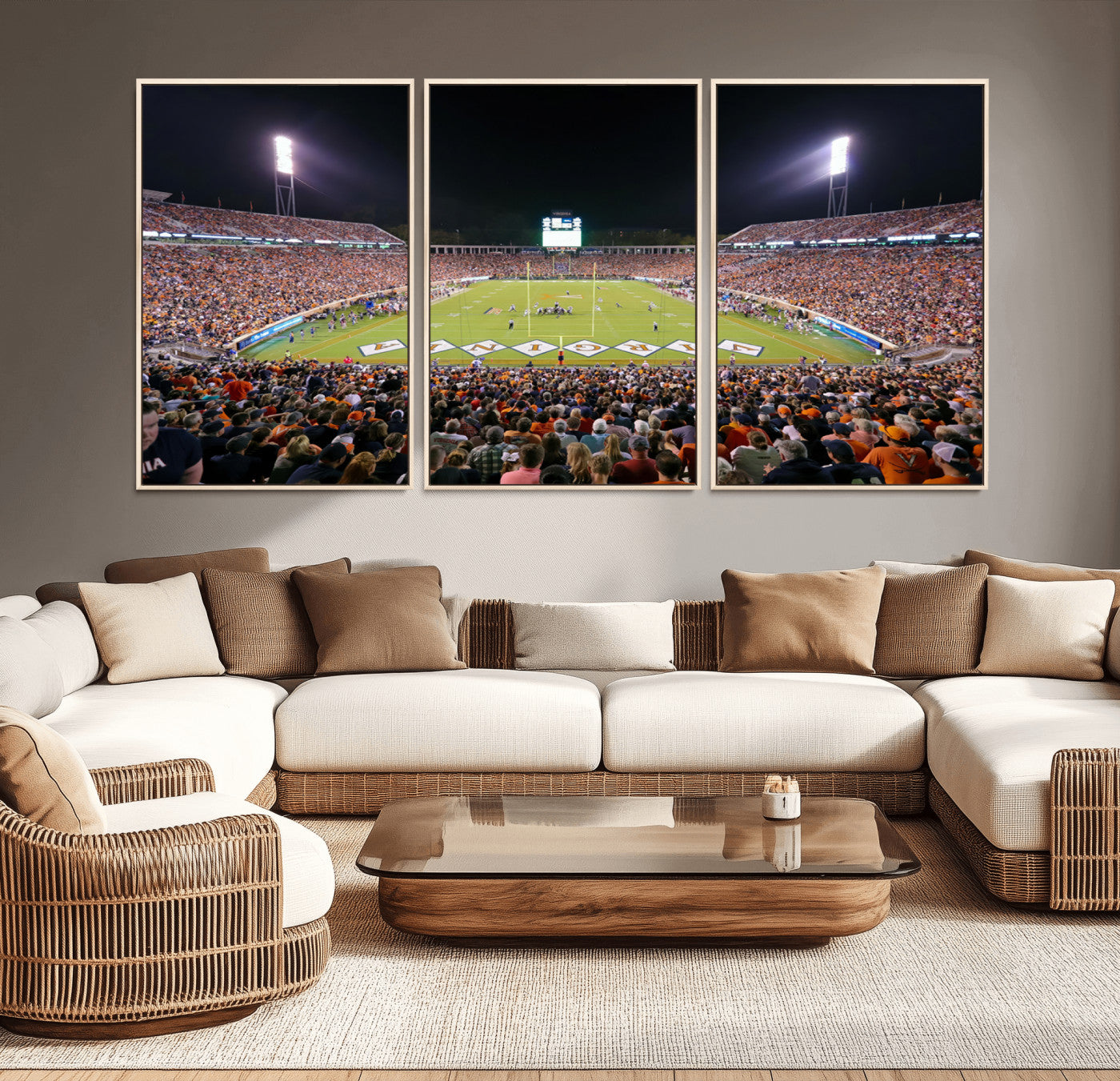 MGV-FC-60X30-3P - Virginia Cavaliers Football Team Print - Charlottesville Scott Stadium Wall Art Canvas Print