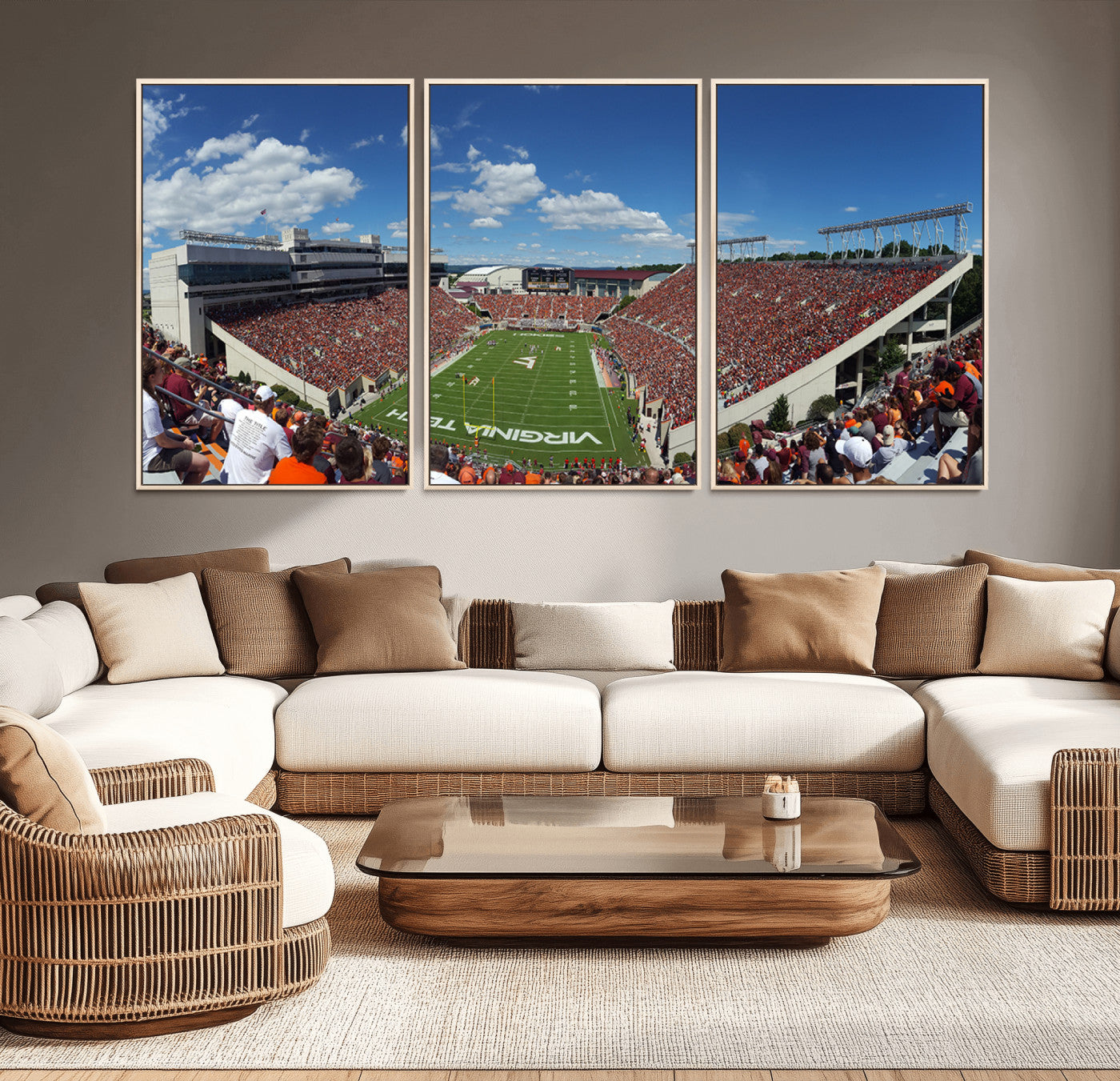 MGV-FC-60X30-3P - Virginia Tech Hokies Football Team Print - Blacksburg Lane Stadium Wall Art Canvas Print