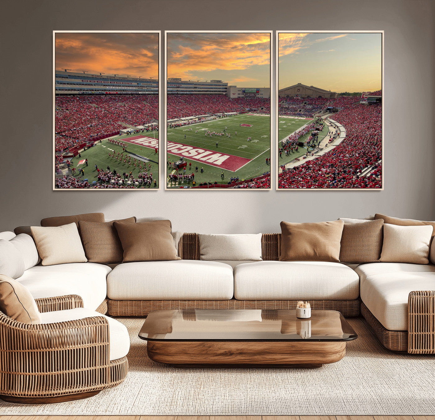 MGV-FC-60X30-3P - Camp Randall Stadium Wisconsin Badgers Large Wall Art Canvas Print | College Football Stadium Wall