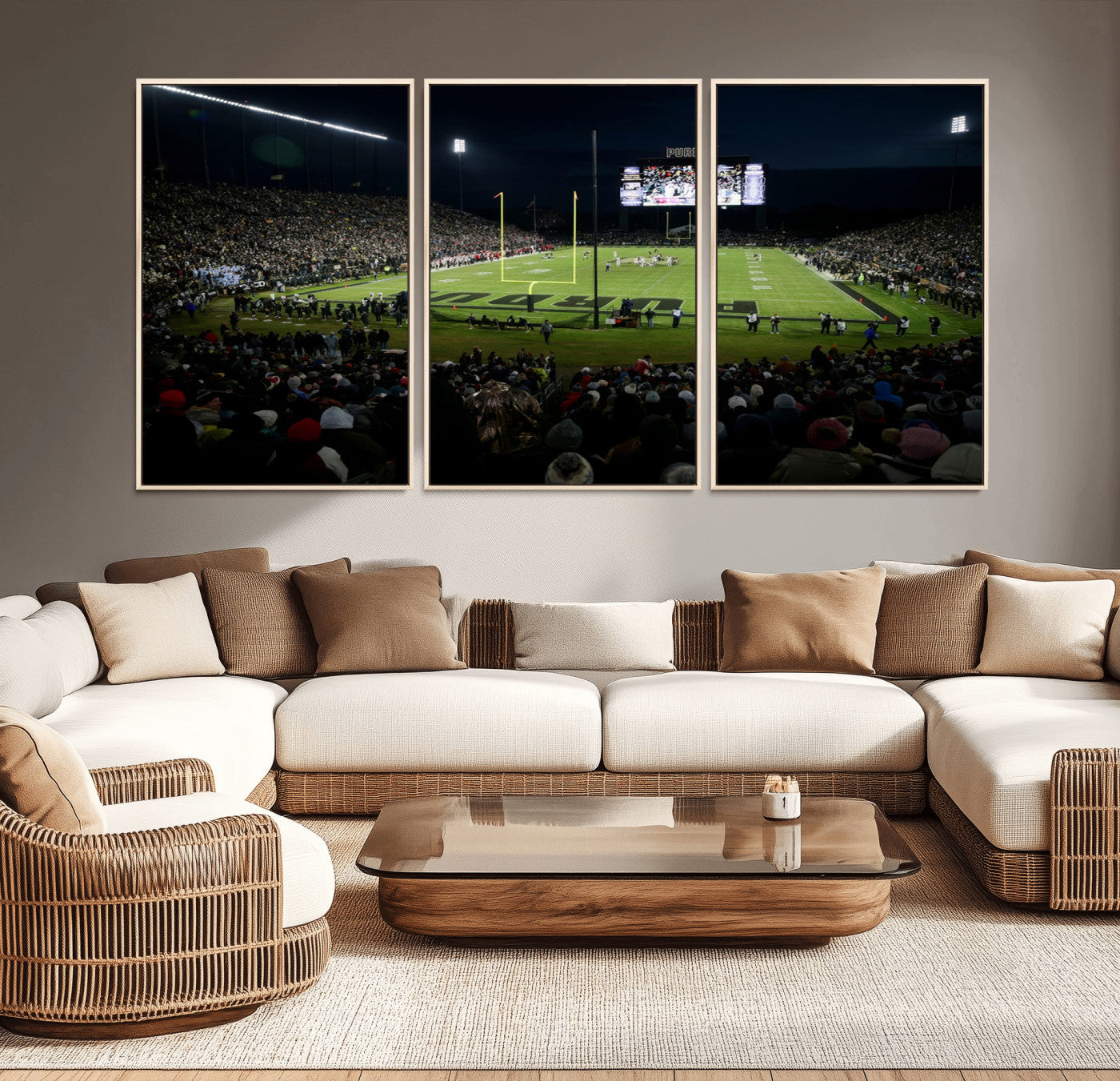 MGV-FC-60X30-3P - Purdue Boilermakers Football Team Print - West Lafayette Ross–Ade Stadium Wall Art Canvas Print