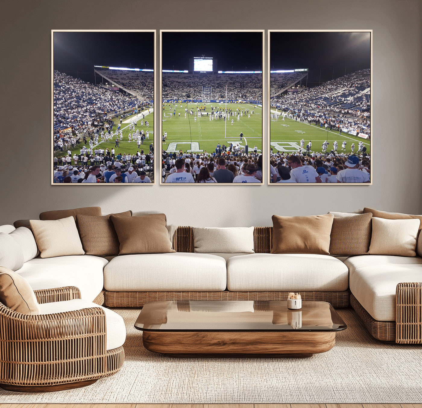 MGV-FC-60X30-3P - Brigham Young University Cougars Football Print Canvas - Provo LaVell Edwards Stadium Wall Art